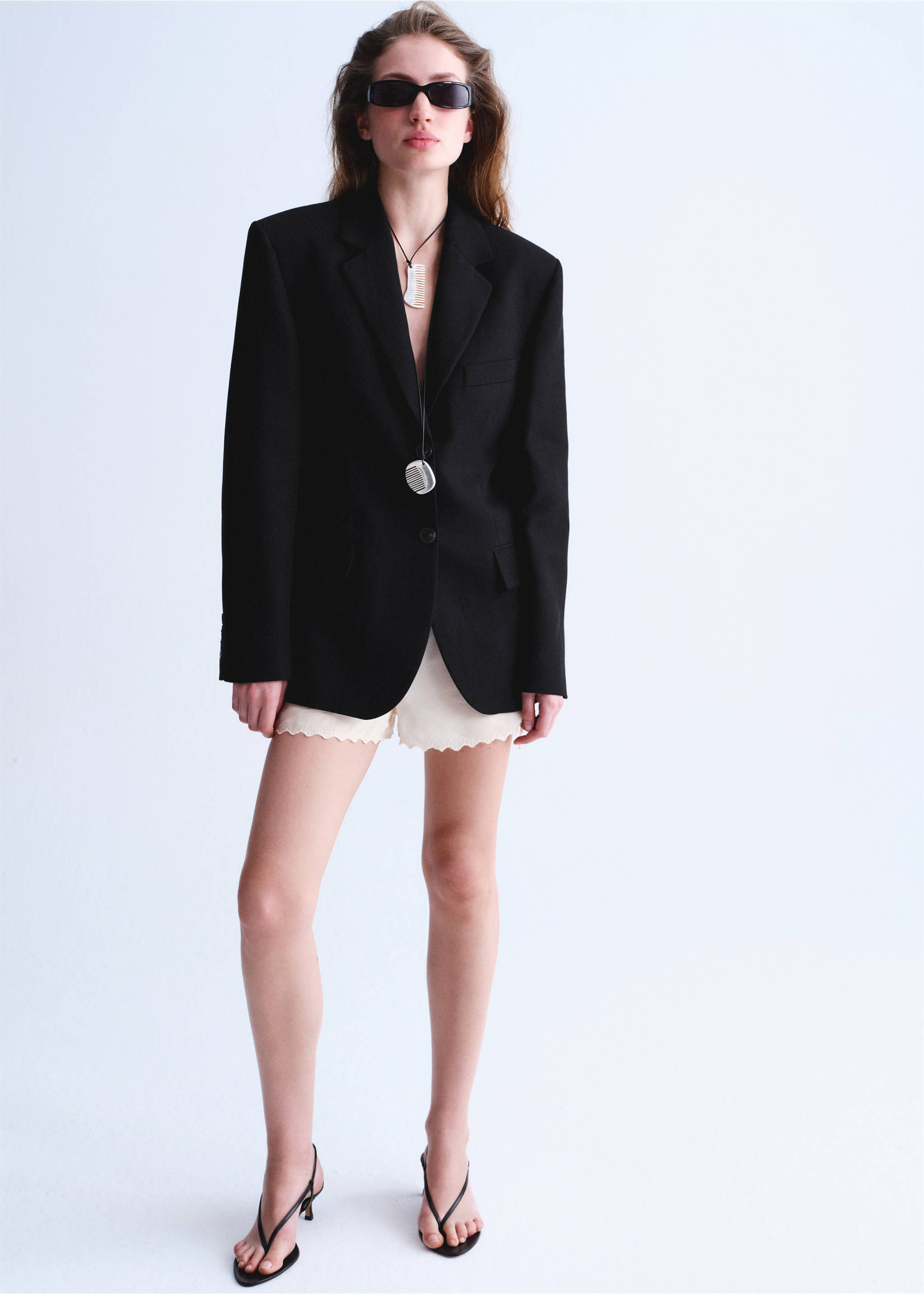 Ruched semi-transparent shorts - General plane, Ecru. Ref: 27027164-00.