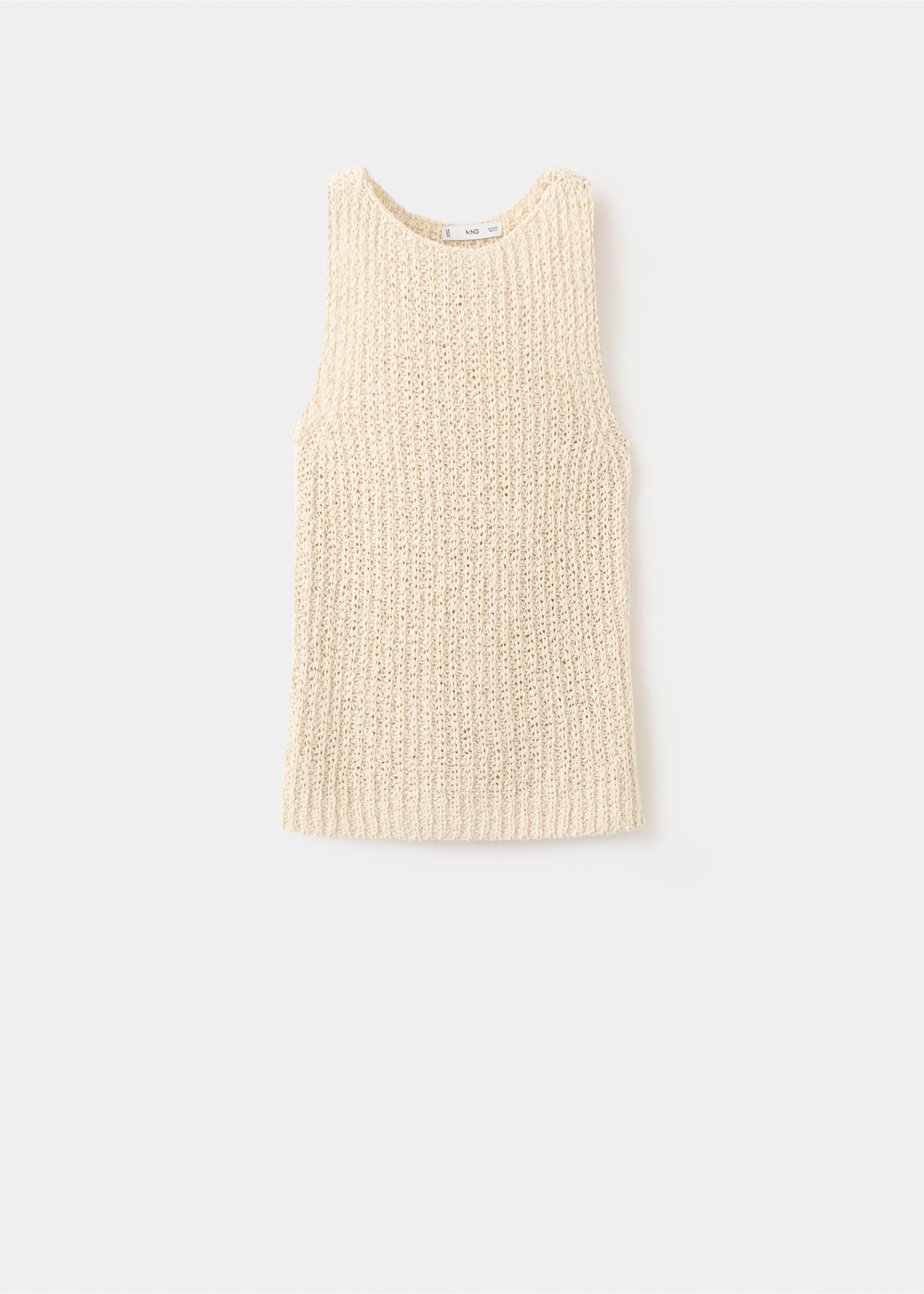 Round-neck knitted top - Article without model, Sand. Ref: 27027166-00.