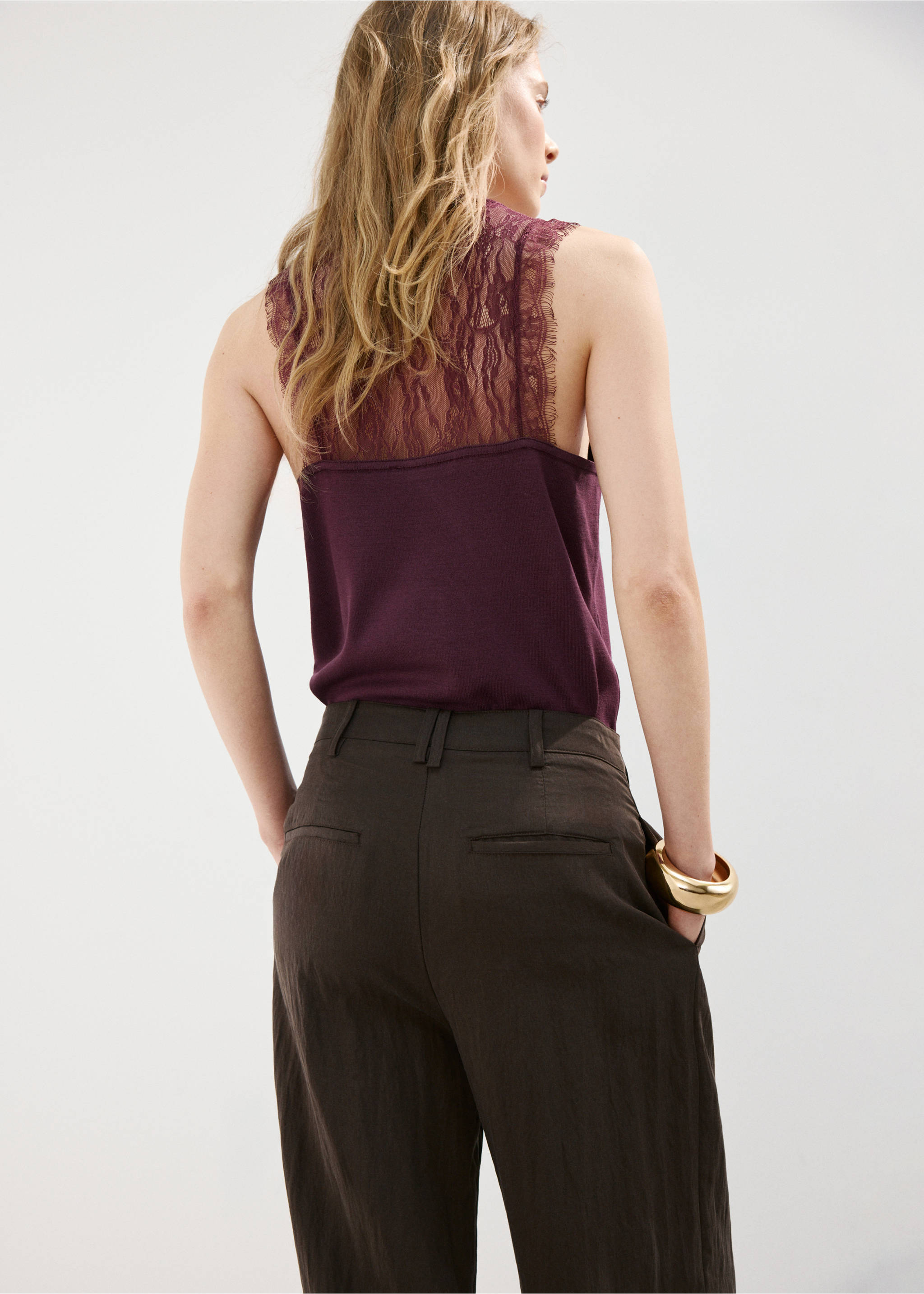 Lace back knit top - Reverse of the article, Purple. Ref: 27027167-00.