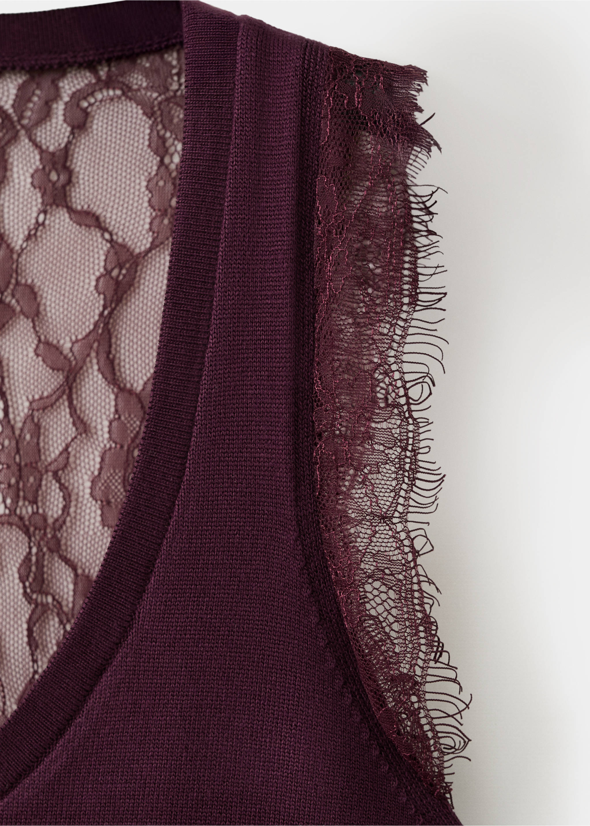 Трикотажный топ с кружевной спинкой - Деталь изделия 0, Пурпурный. Ref: 27027167-00.