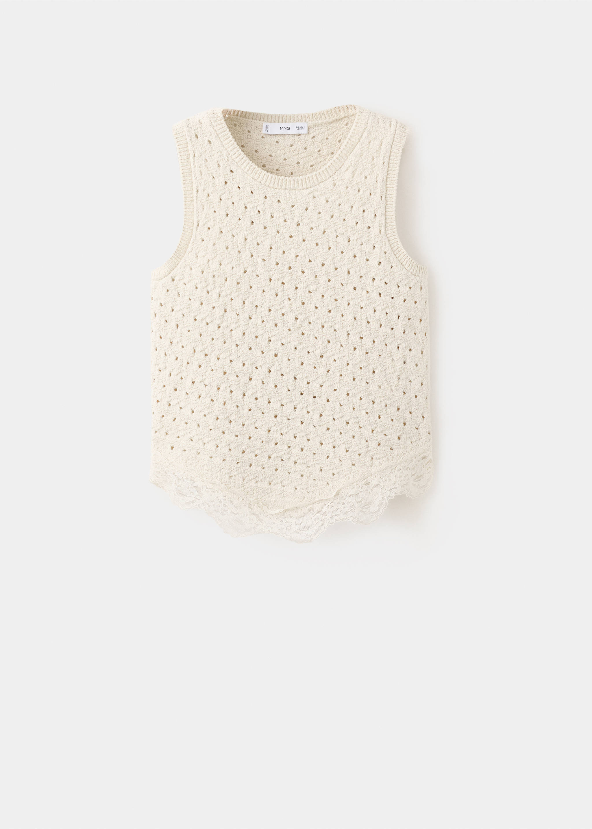 Strappy top with lace details - Article without model, Ecru. Ref: 27027168-00.