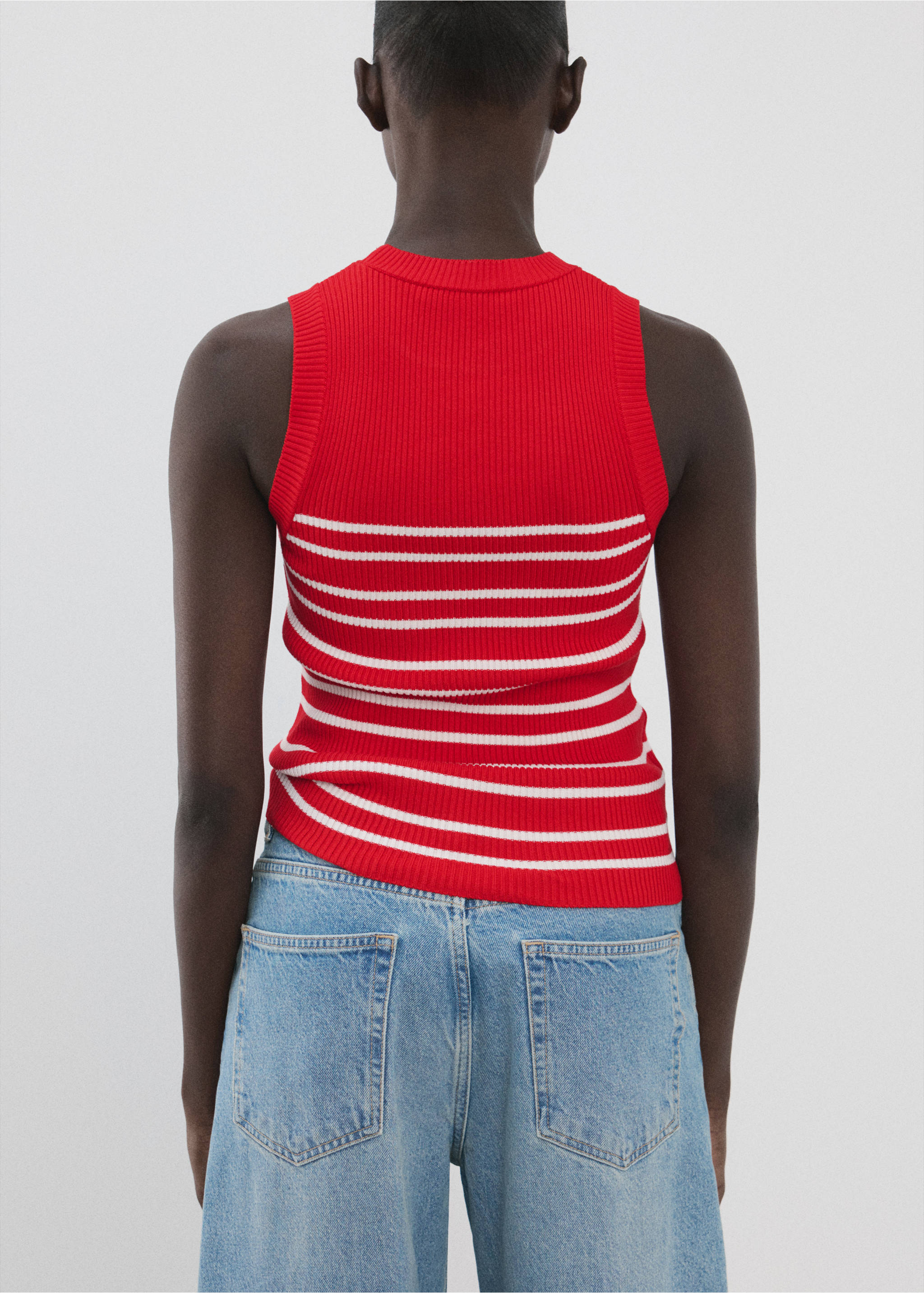 Top maille à rayures - Verso de l’article, Rouge. Ref: 27027170-00.