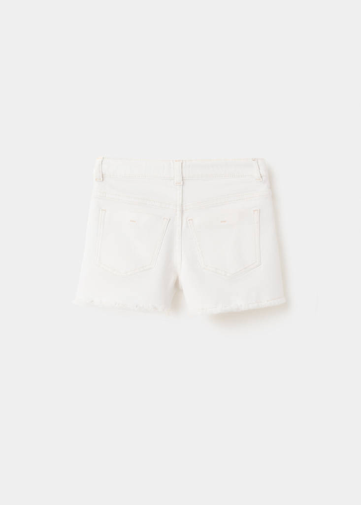 Frayed hem shorts — White