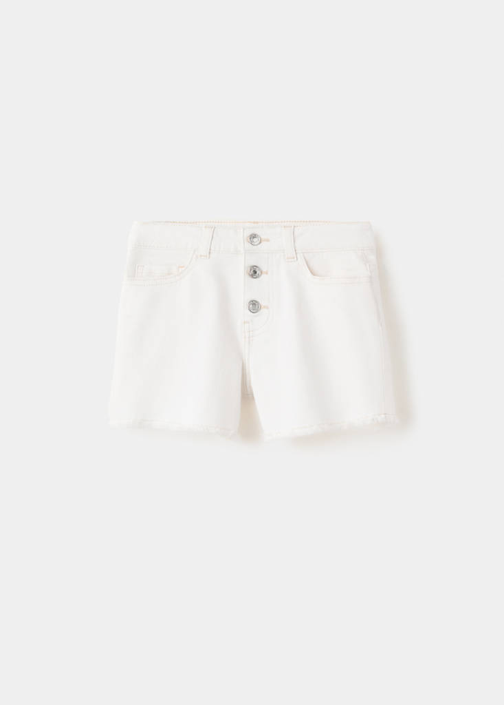 Frayed hem shorts — White