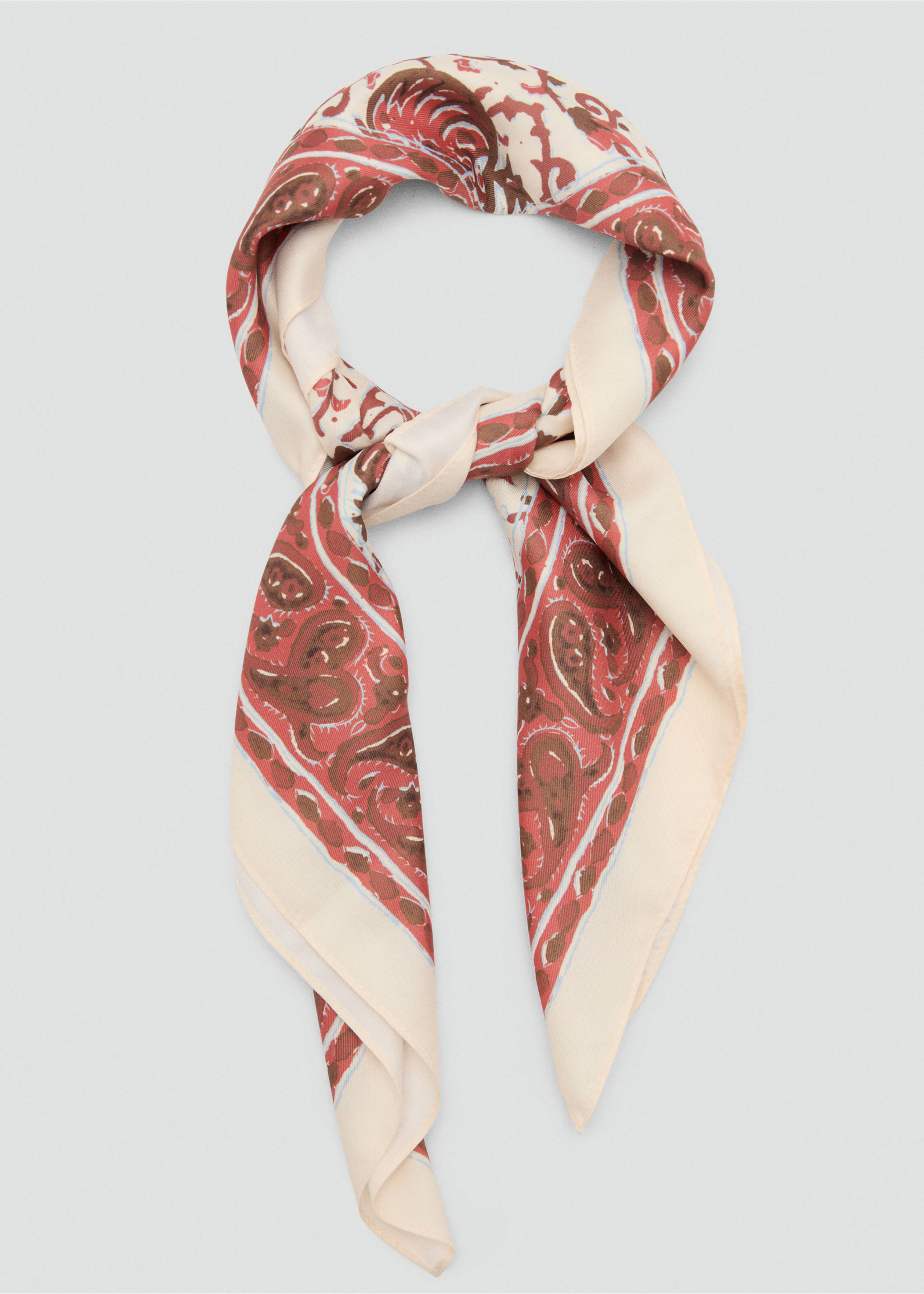 Floral print scarf - Details of the article 1, Burnt Orange. Ref: 27027784-00.