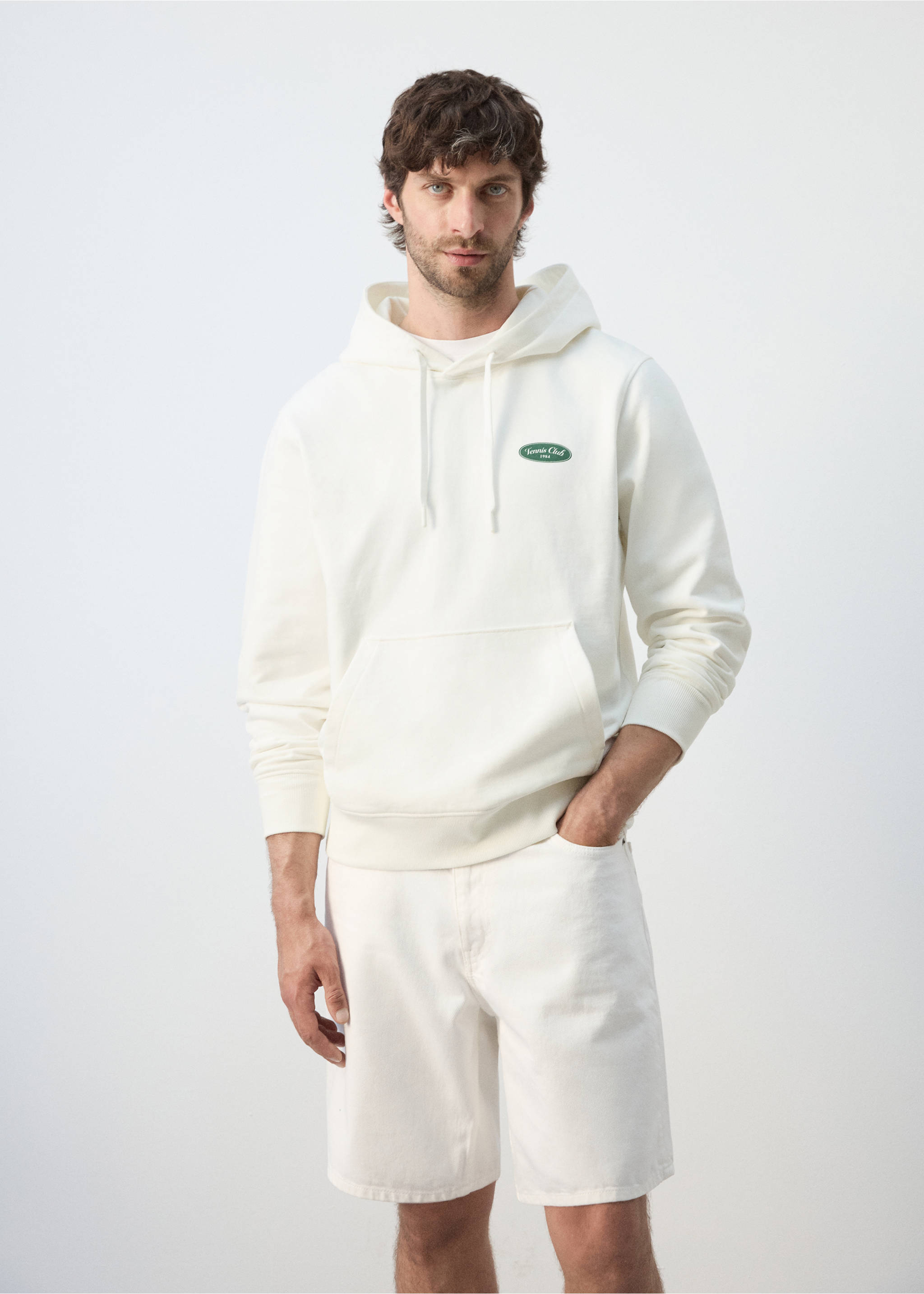 Sudadera capucha 100% algodón - Plano medio, Blanco roto. Ref: 27027796-00.