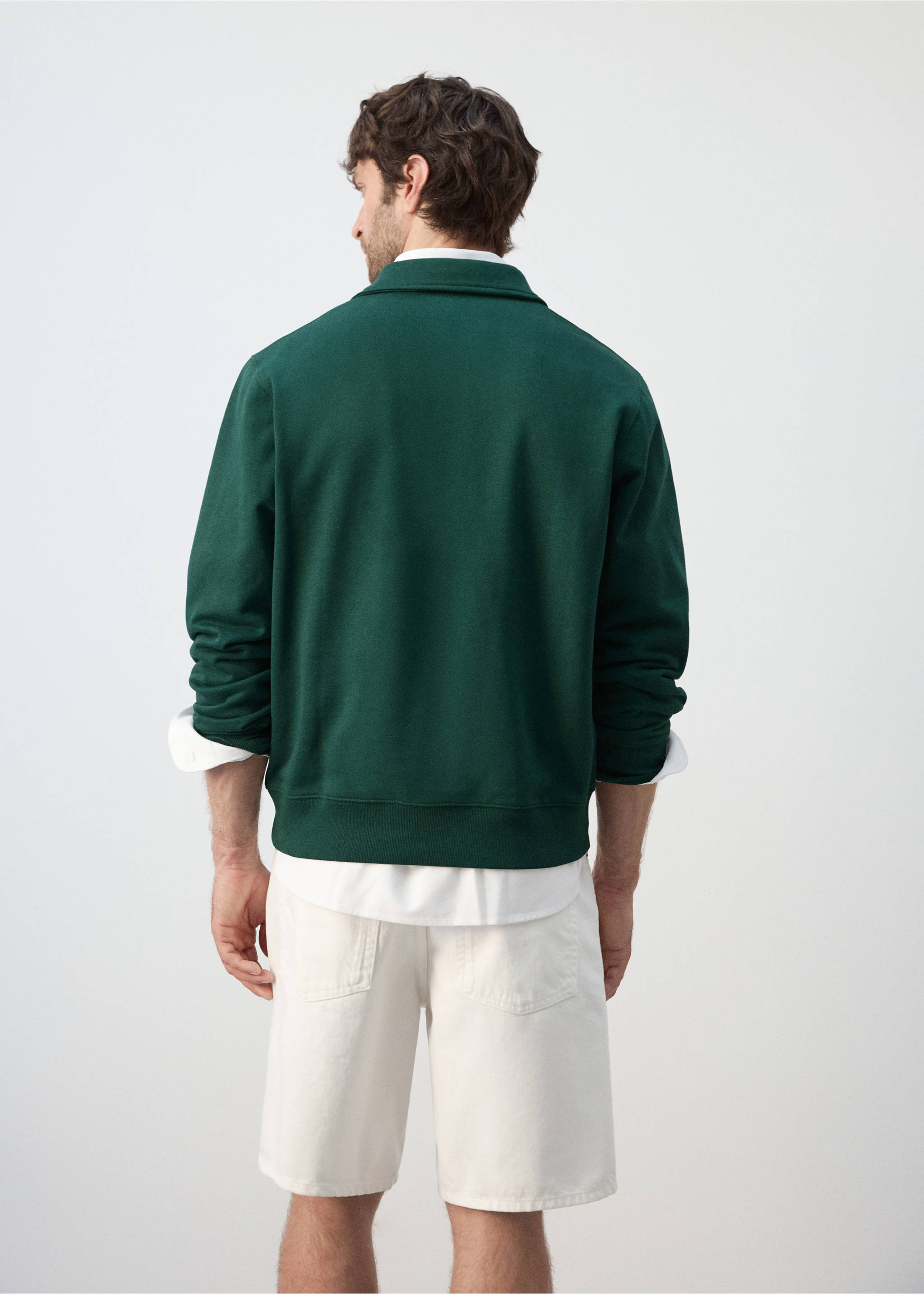 100% cotton polo sweatshirt - Reverse of the article, Dark Green. Ref: 27027797-00.