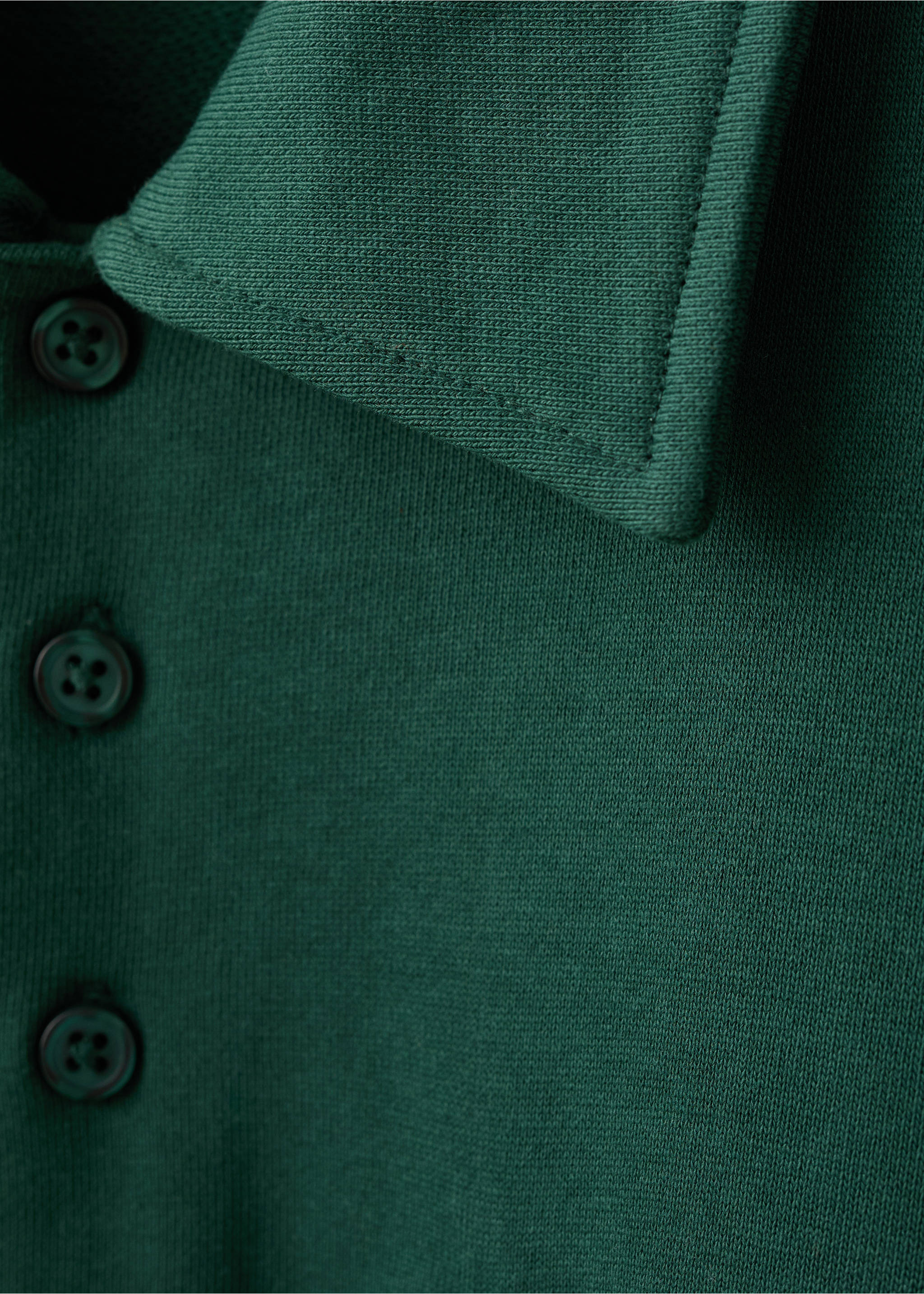 100% cotton polo sweatshirt - Details of the article 8, Dark Green. Ref: 27027797-00.