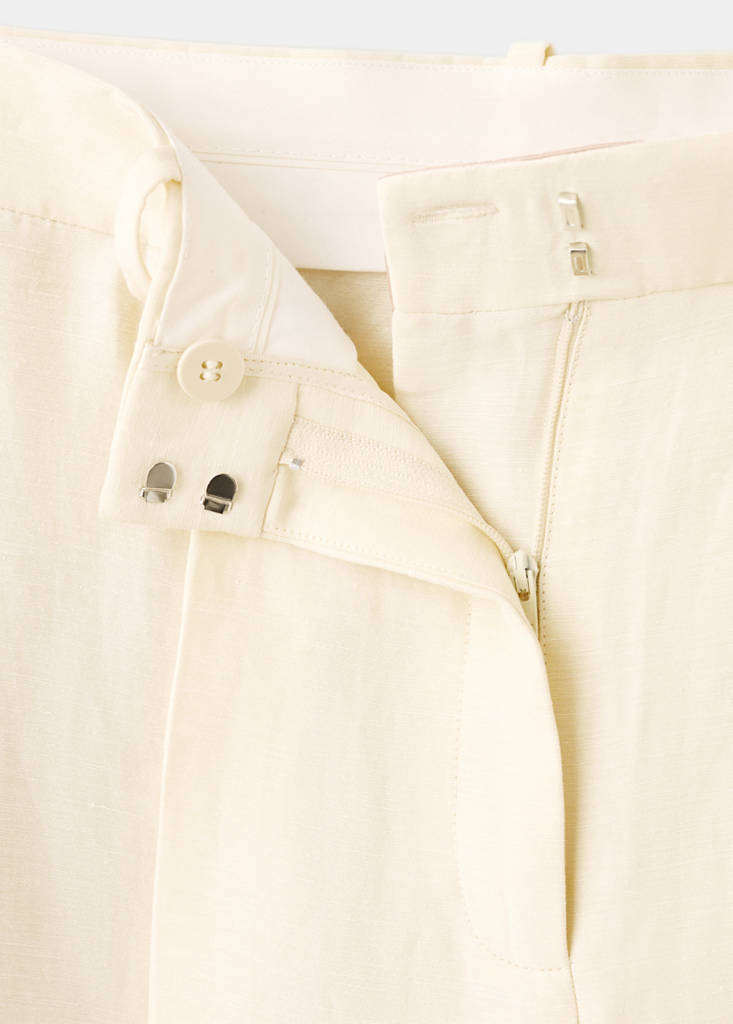 Satin-finish harem pants with poppers — Ecru