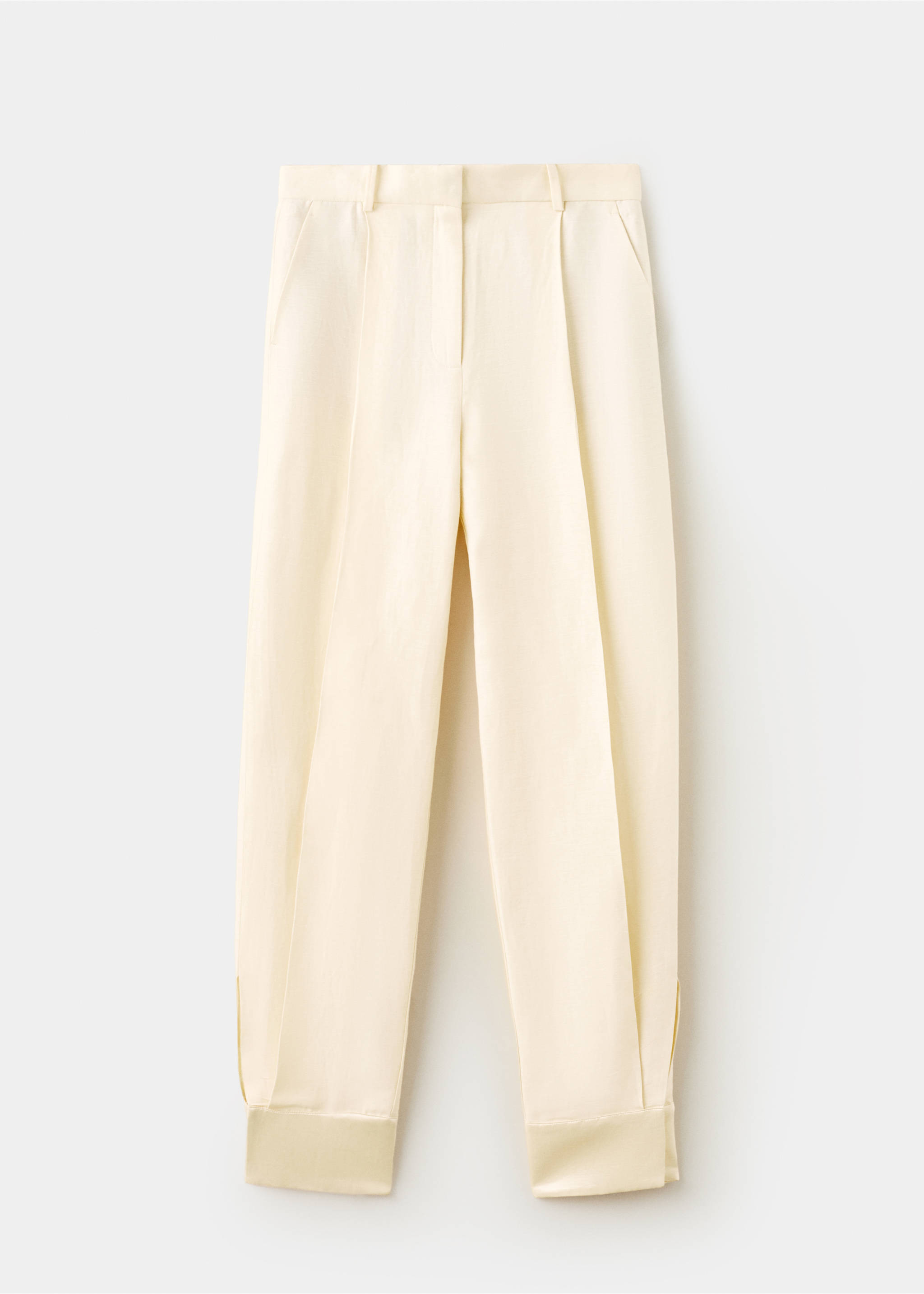 Satin-finish harem pants with poppers - Article without model, Ecru. Ref: 27027801-00.