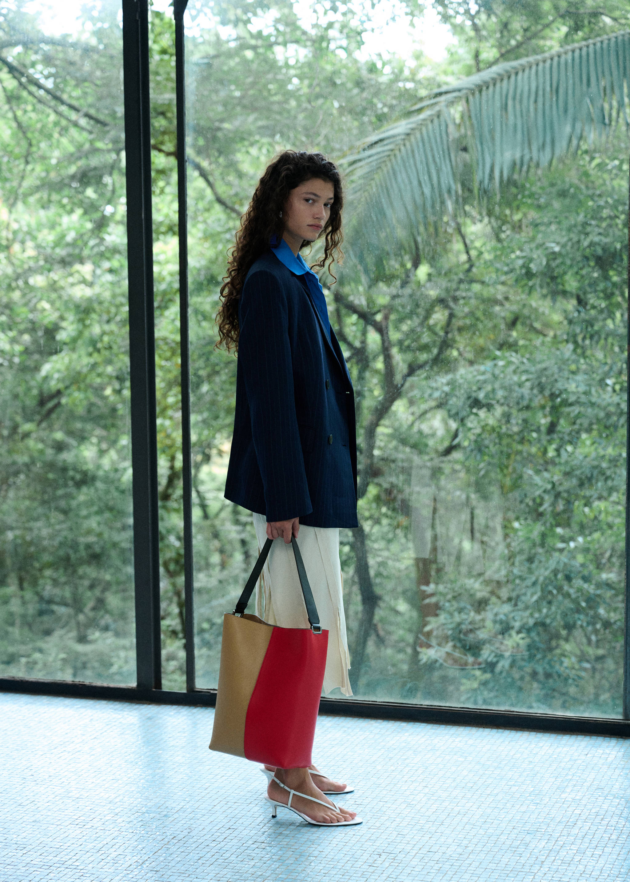 Pinstripe belted blazer - Details of the article 1