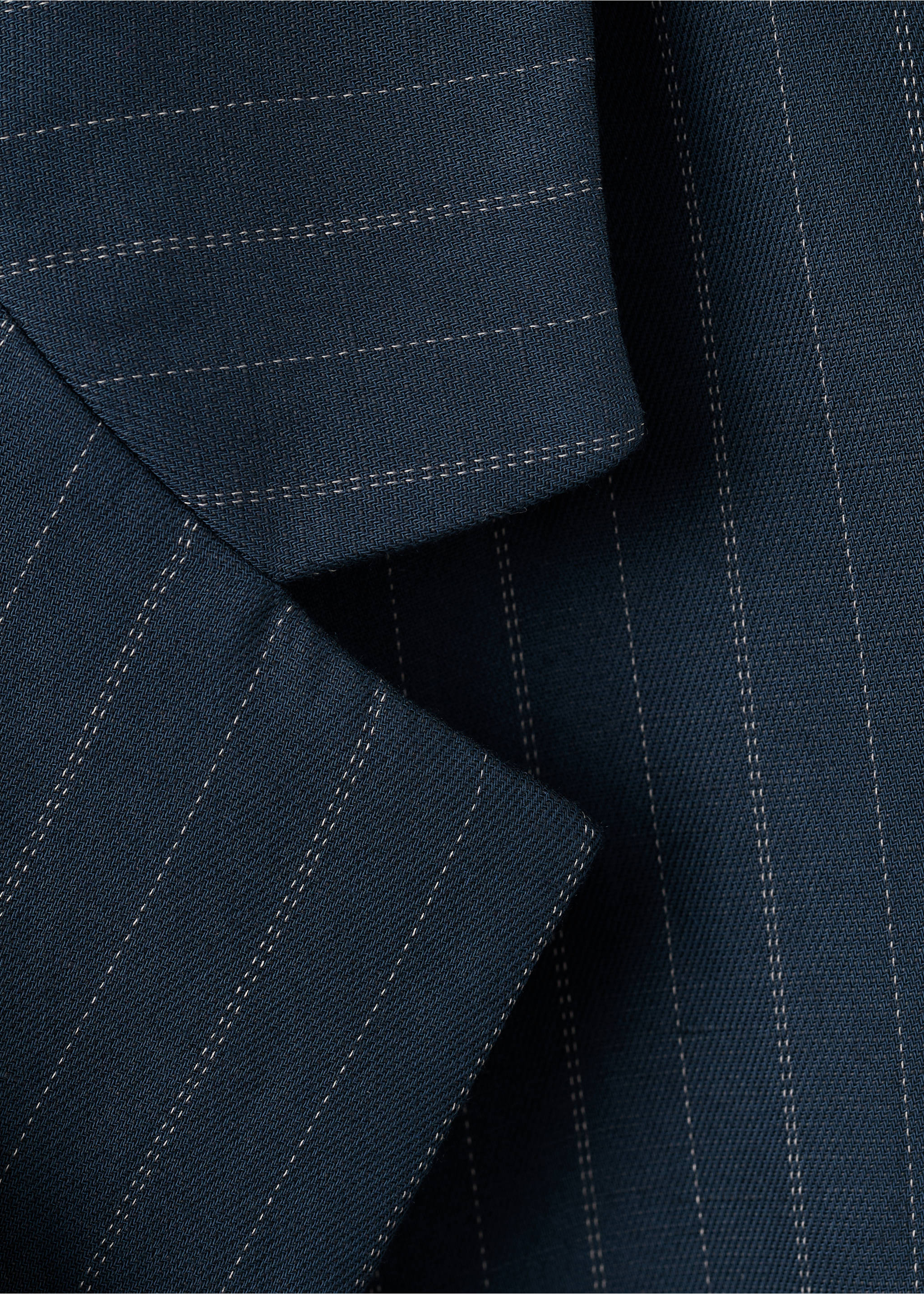 Pinstripe belted blazer - Details of the article 8, Navy. Ref: 27027802-00.