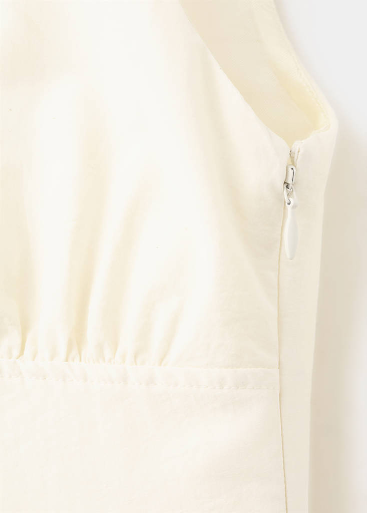 Midi A-line dress with ruching — Ecru