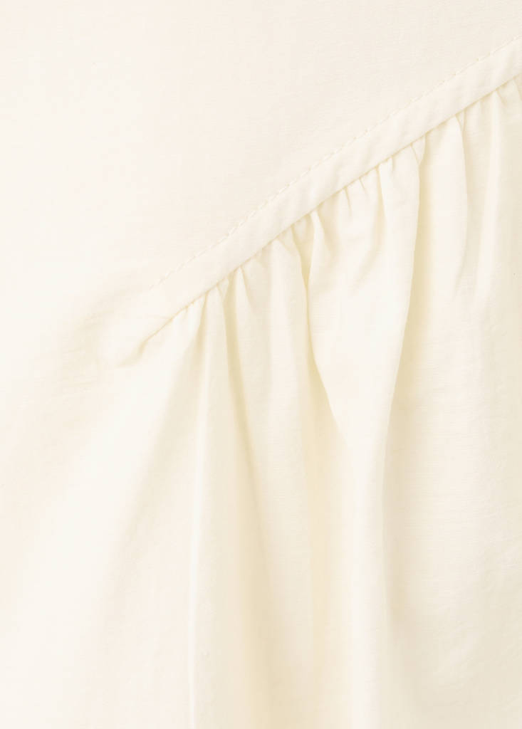 Midi A-line dress with ruching — Ecru