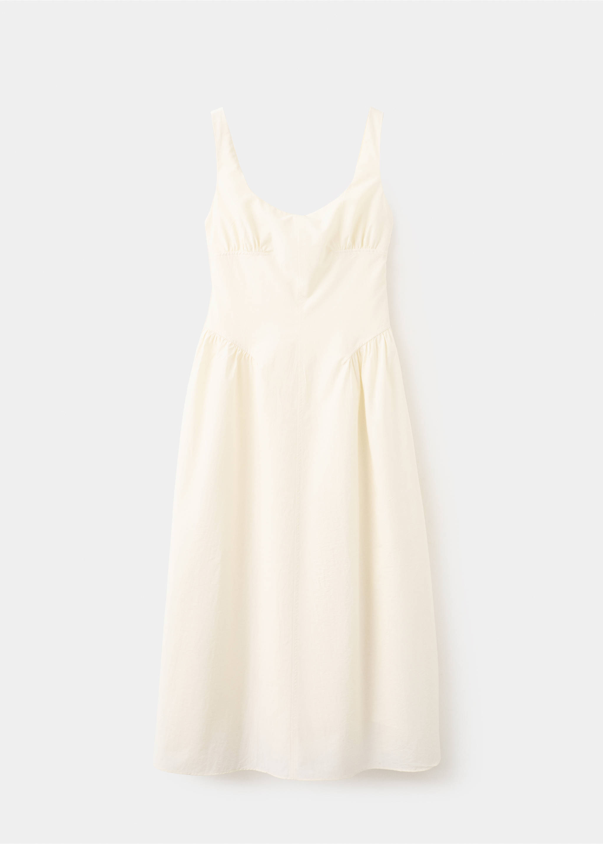 Midi A-line dress with ruching - Article without model, Ecru. Ref: 27027803-00.