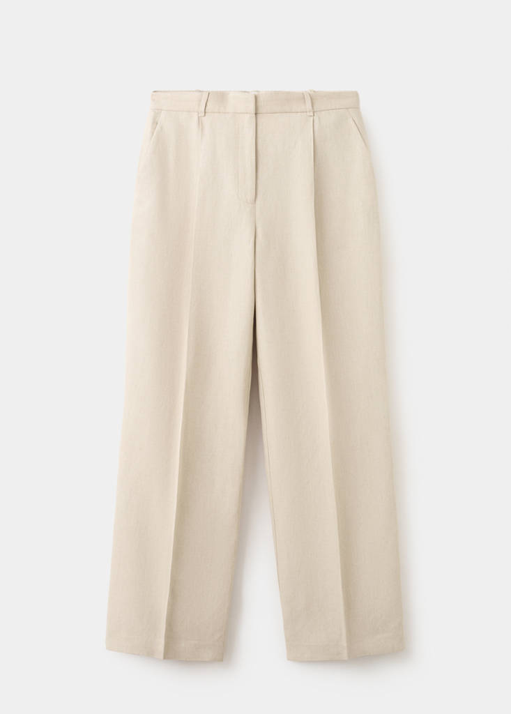 Straight mid-rise suit trousers — Sand