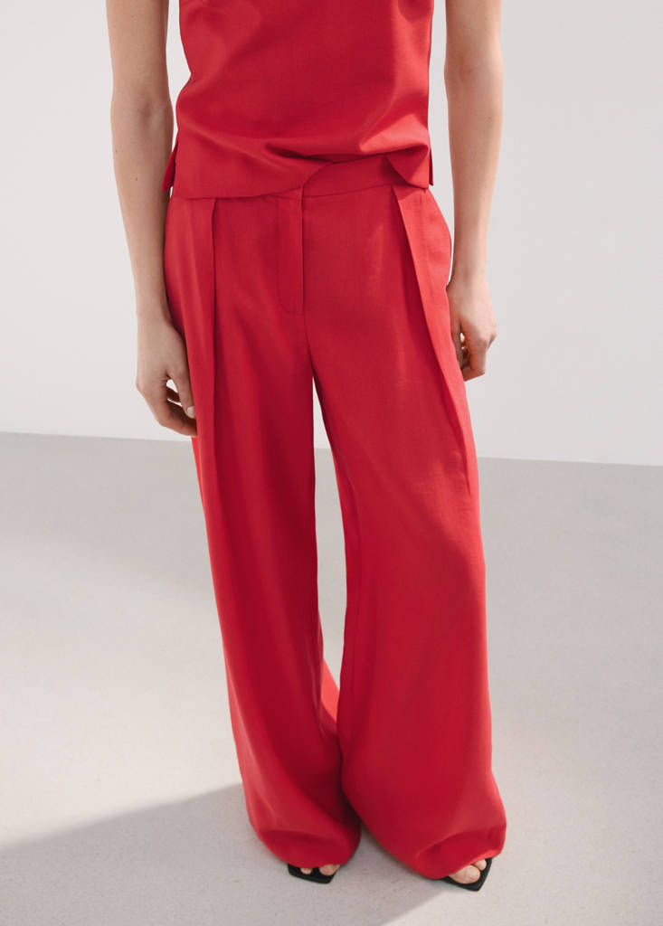 Straight-fit lyocell trousers — Red
