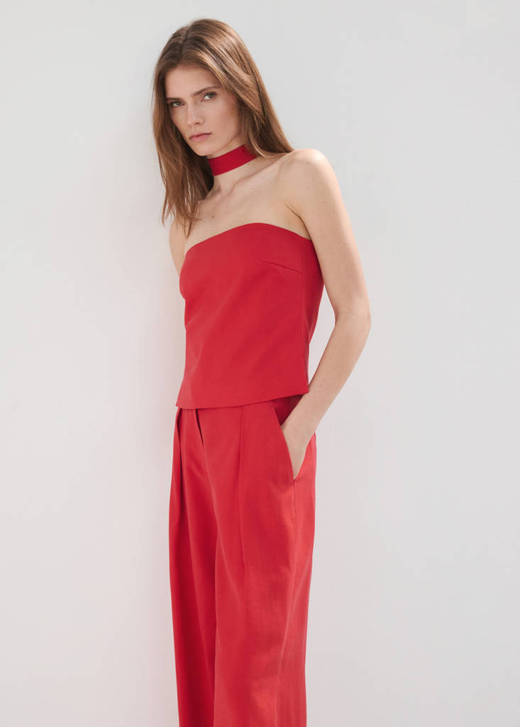 Straight-fit lyocell trousers — Red