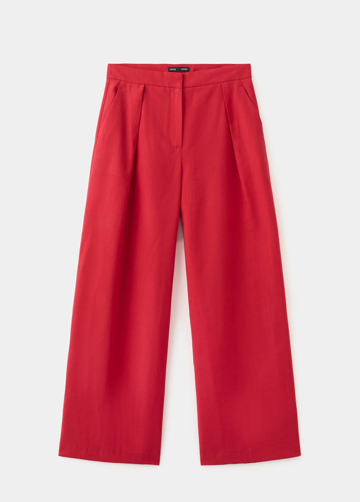 Straight-fit lyocell trousers — Red