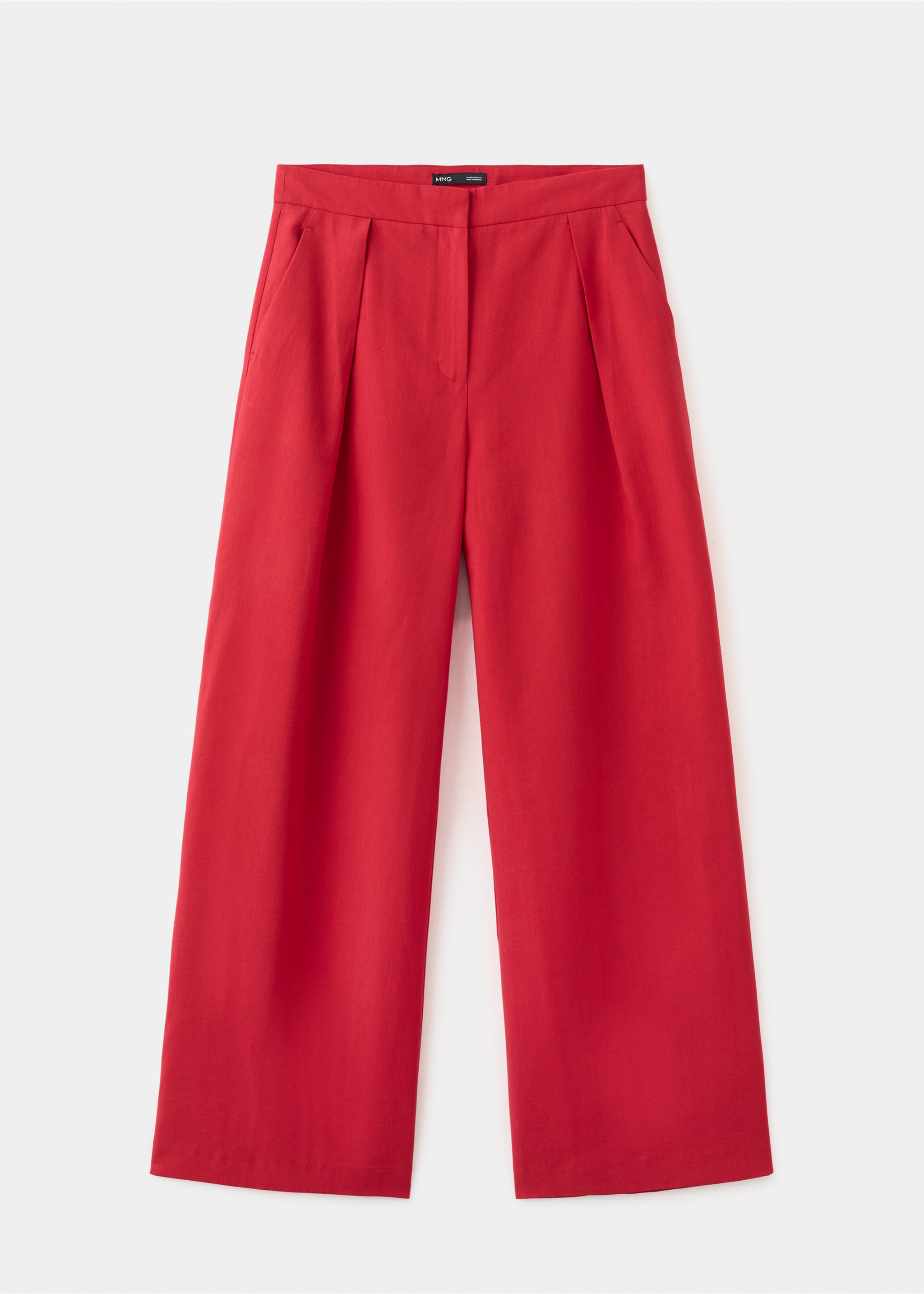 Straight-fit lyocell trousers - Article without model, Red. Ref: 27027807-00.