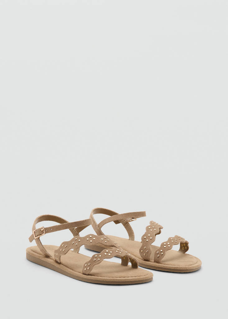 Leather sandals with straps — Sand