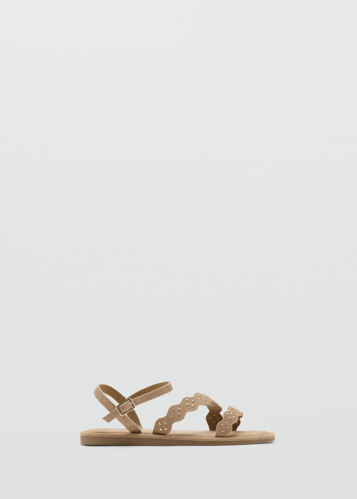 Leather sandals with straps — Sand