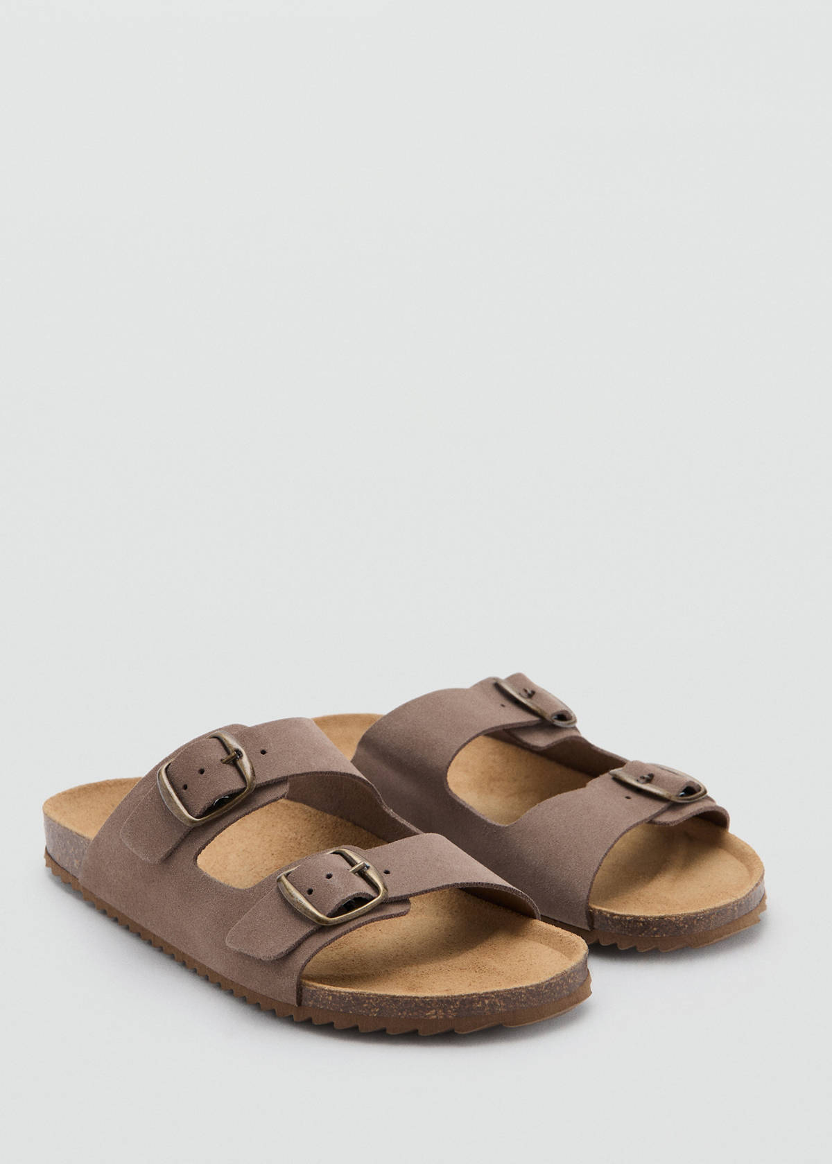 Buckle leather sandals — Medium Brown