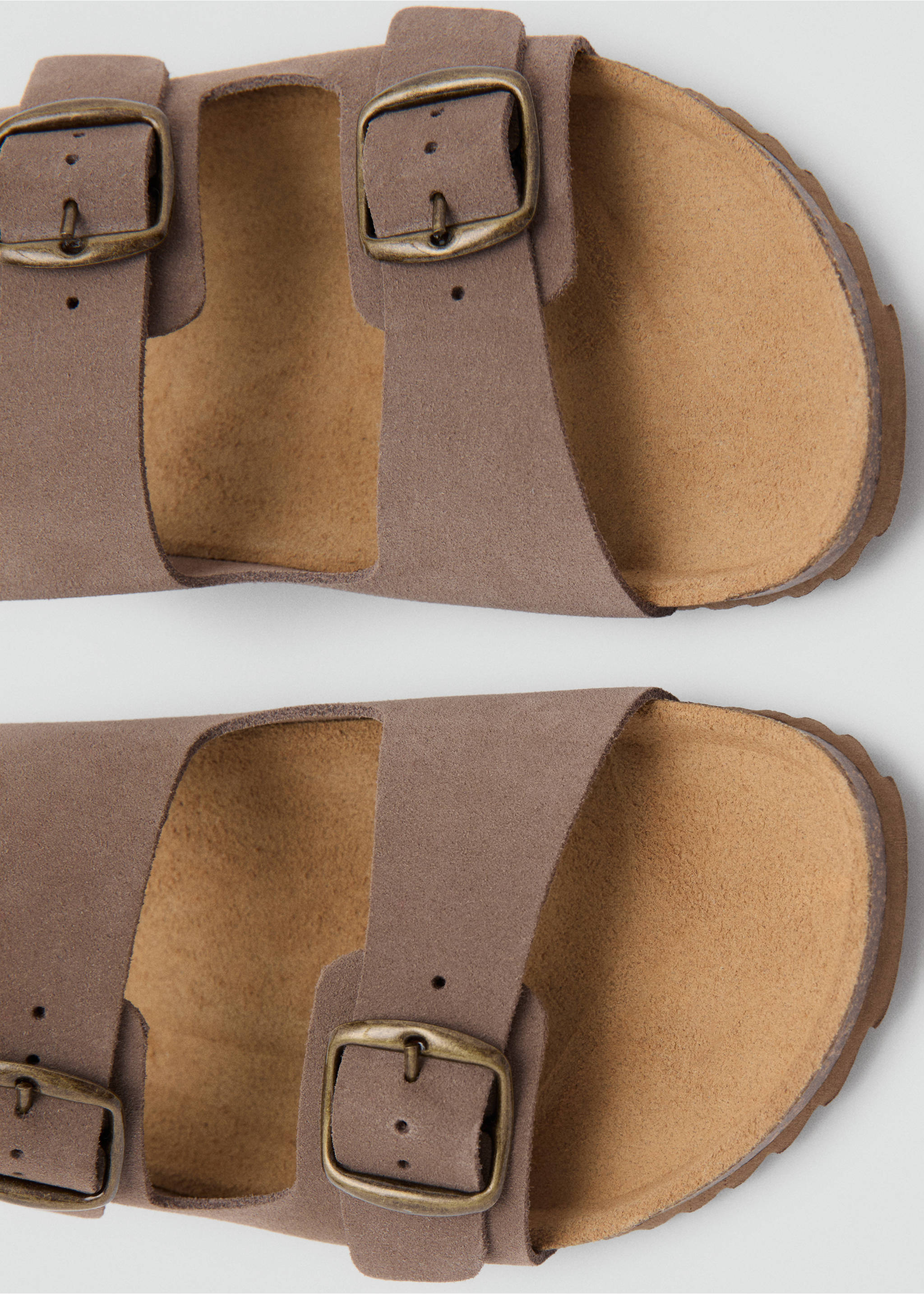 Кожаные шлепанцы с пряжками - Деталь изделия 2, Коричневый средний. Ref: 27027894-00.