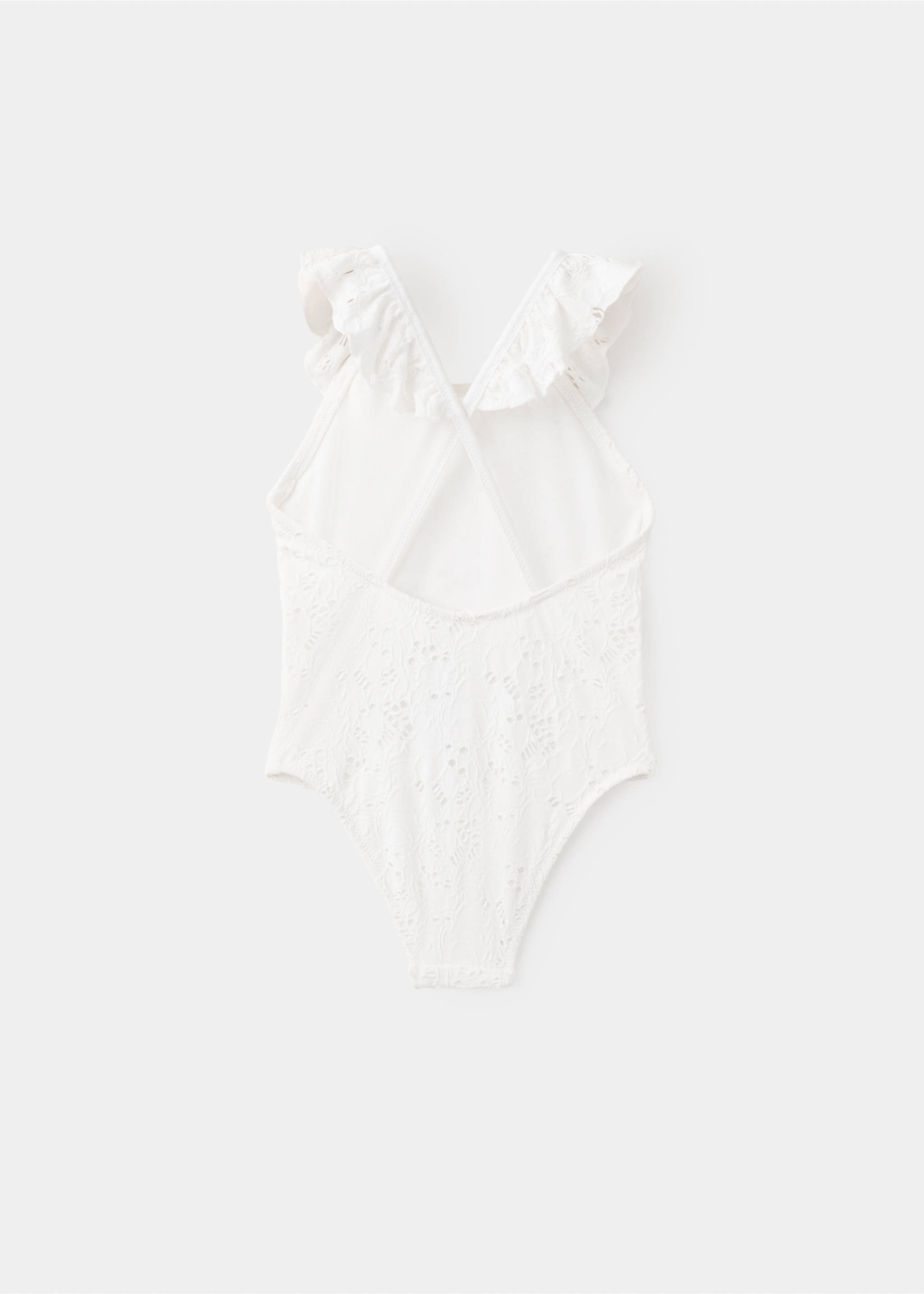 Bañador calado volante - Reverso del artículo, Blanco. Ref: 27027895-00.