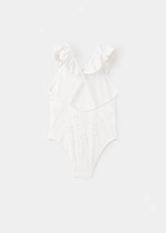 Broderie anglaise ruffle swimsuit — White 3