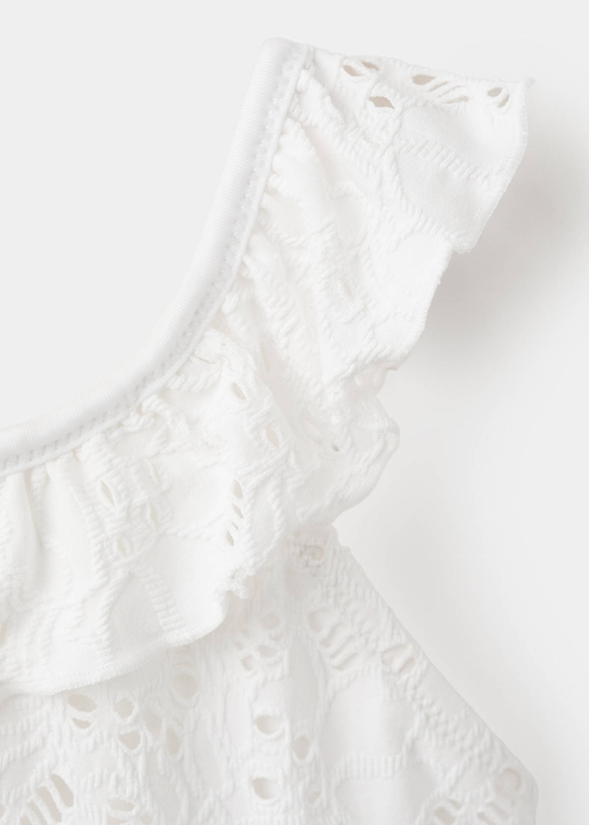 Broderie anglaise ruffle swimsuit — White