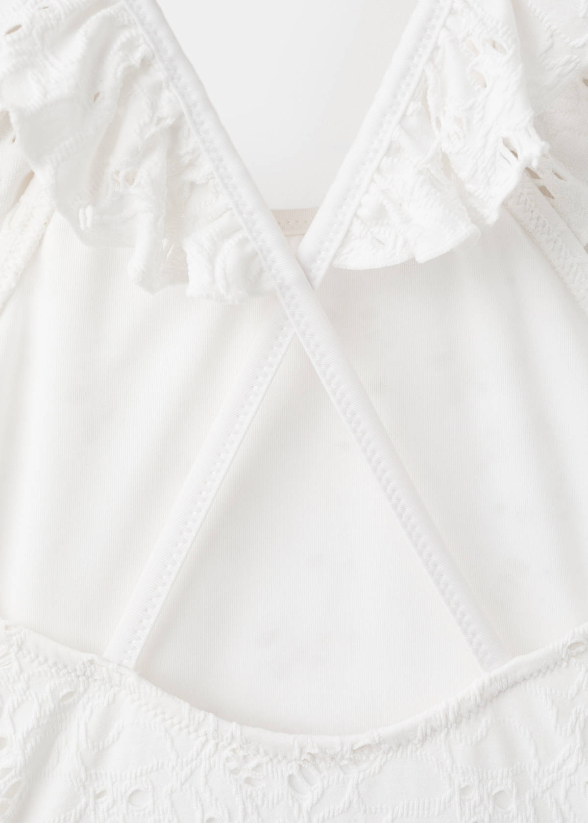 Broderie anglaise ruffle swimsuit — White