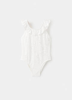 Broderie anglaise ruffle swimsuit — White 1