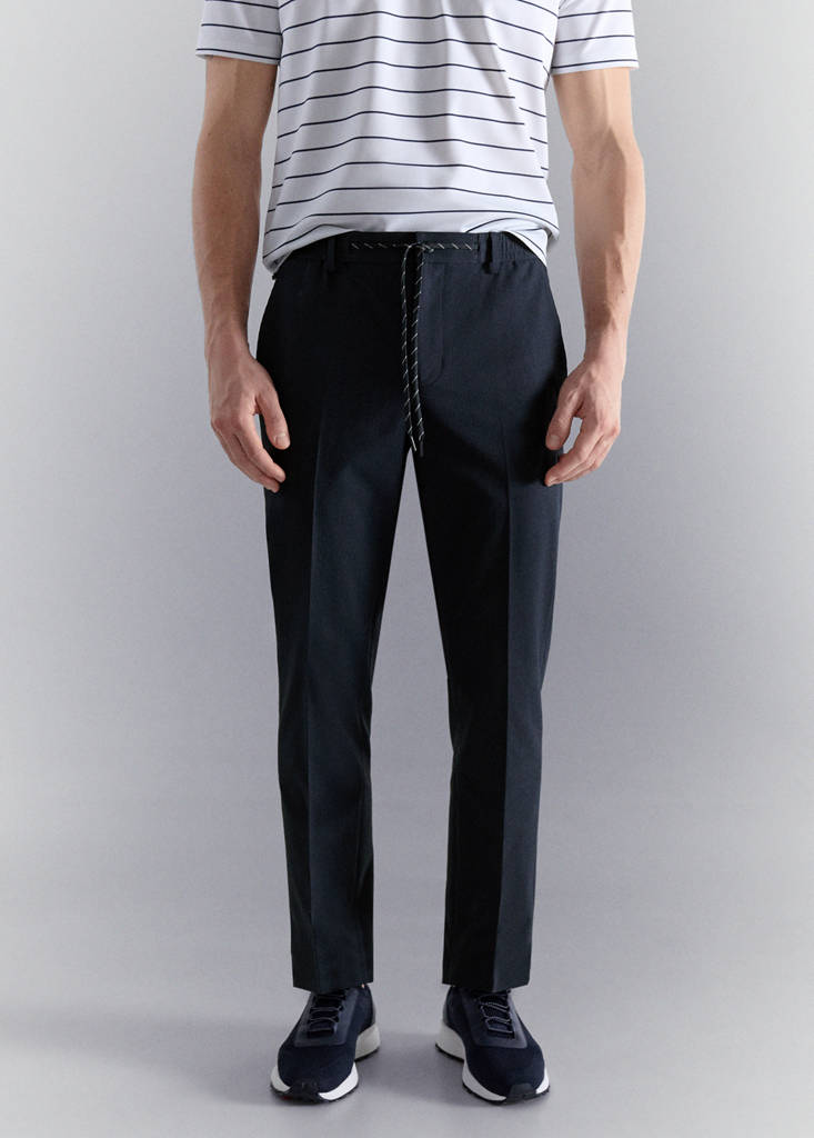 Stretch-fabric slim-fit trousers — Navy