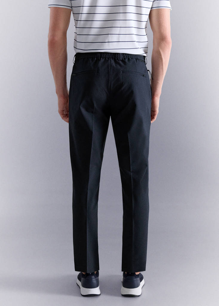 Stretch-fabric slim-fit trousers — Navy