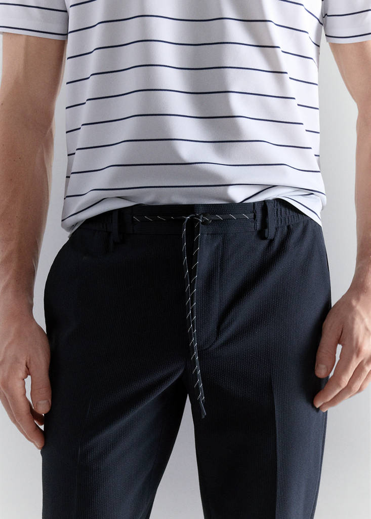 Stretch-fabric slim-fit trousers — Navy