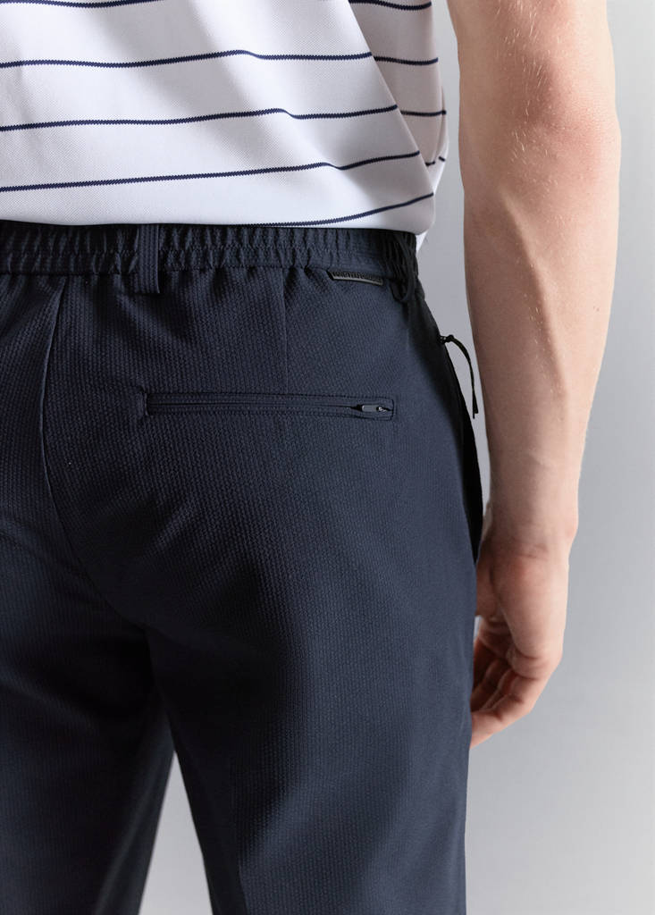 Stretch-fabric slim-fit trousers — Navy