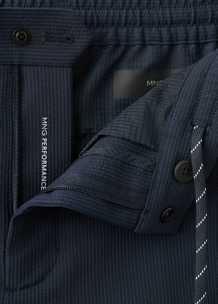 Stretch-fabric slim-fit trousers — Navy