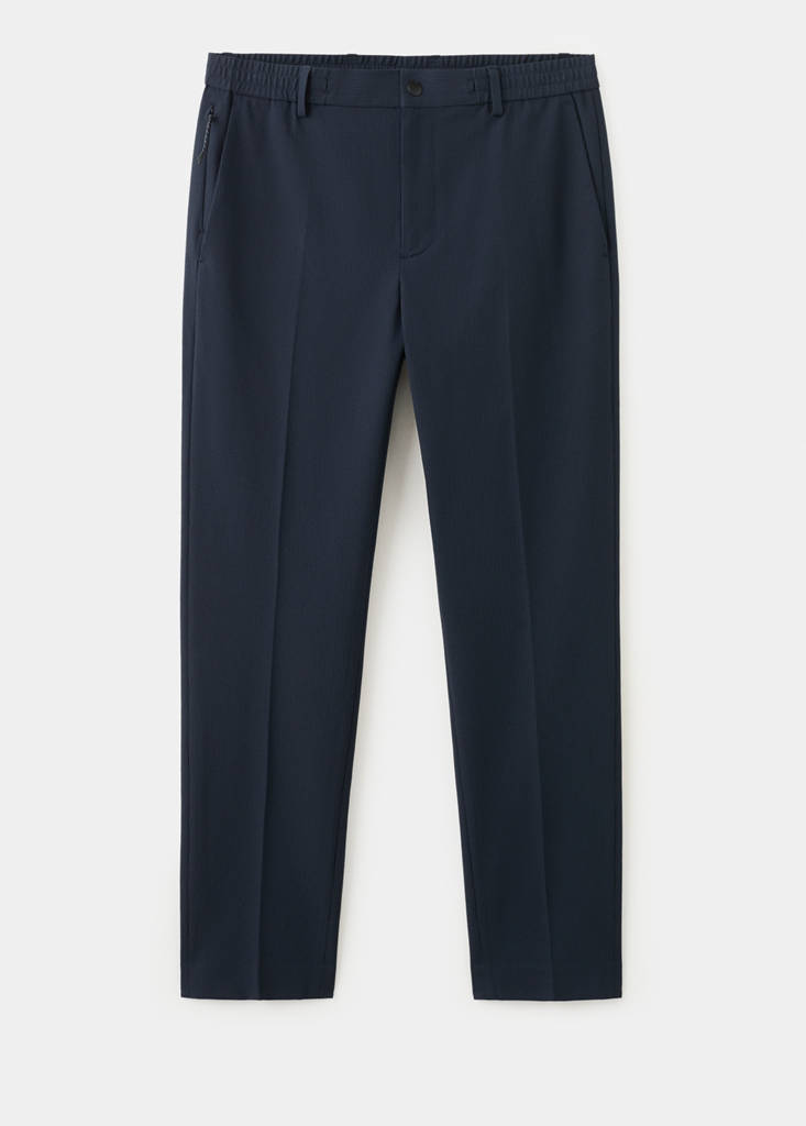 Stretch-fabric slim-fit trousers — Navy