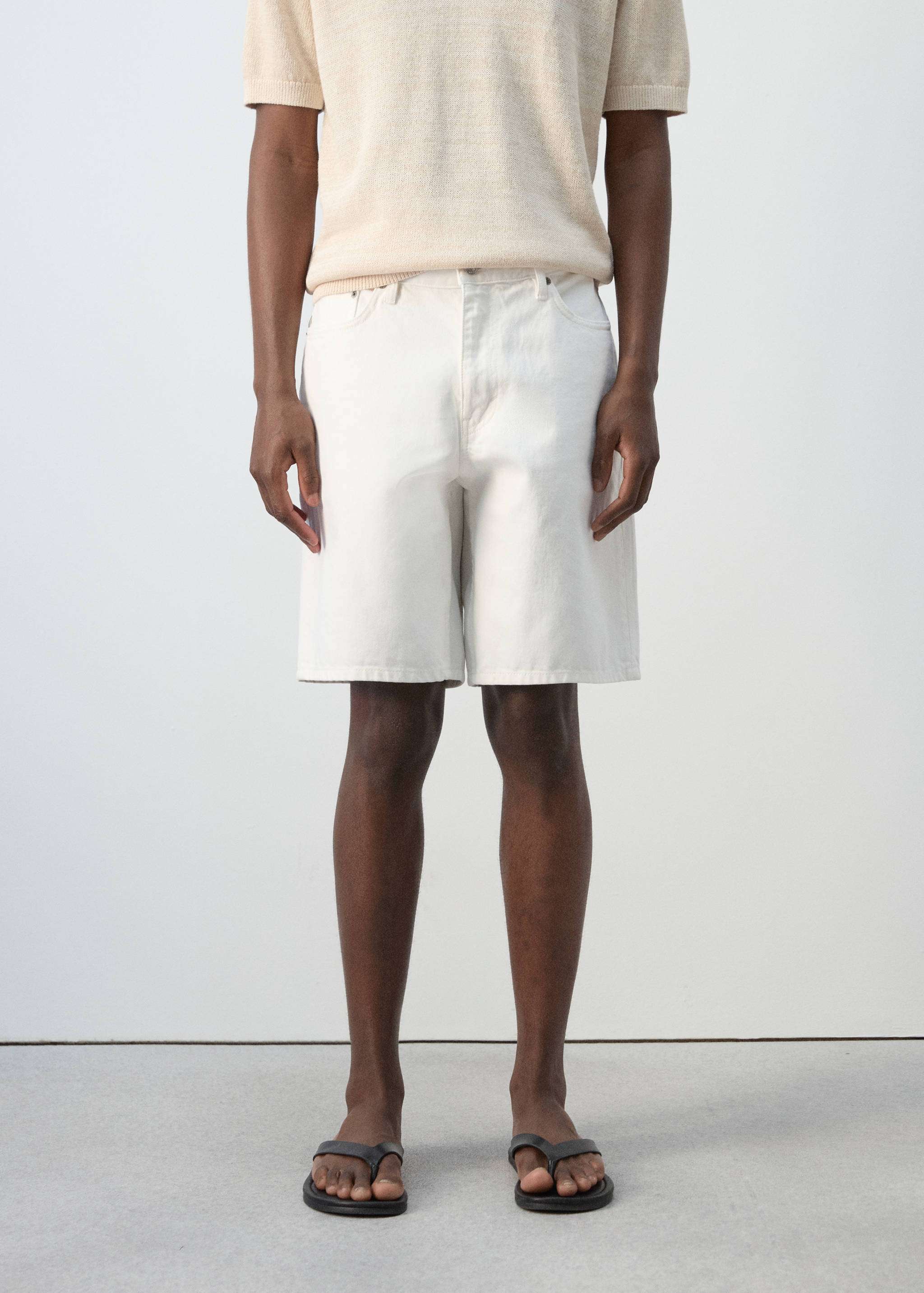 Straight-fit denim bermuda shorts - Medium plane