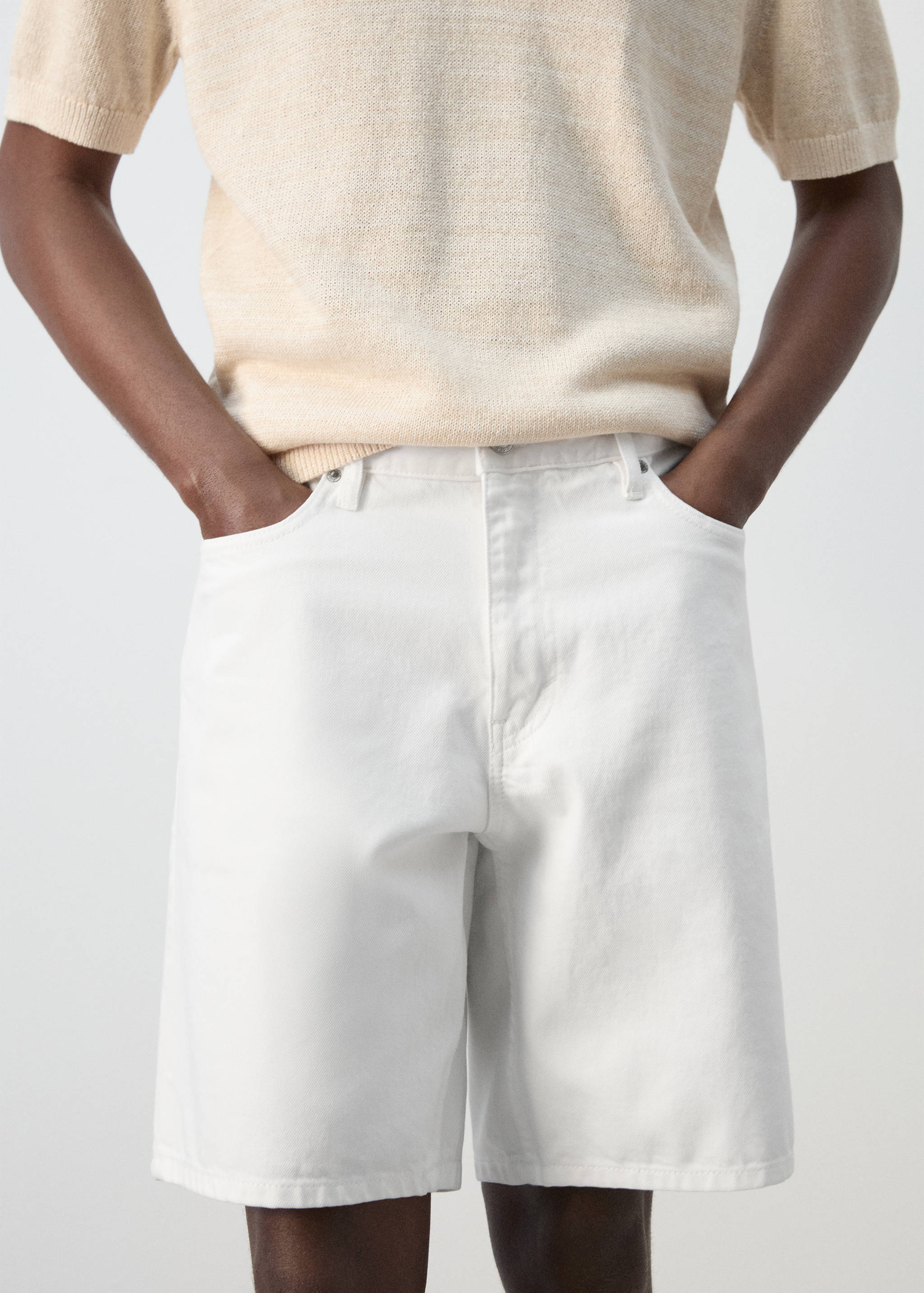 Straight-fit denim bermuda shorts - Details of the article 1