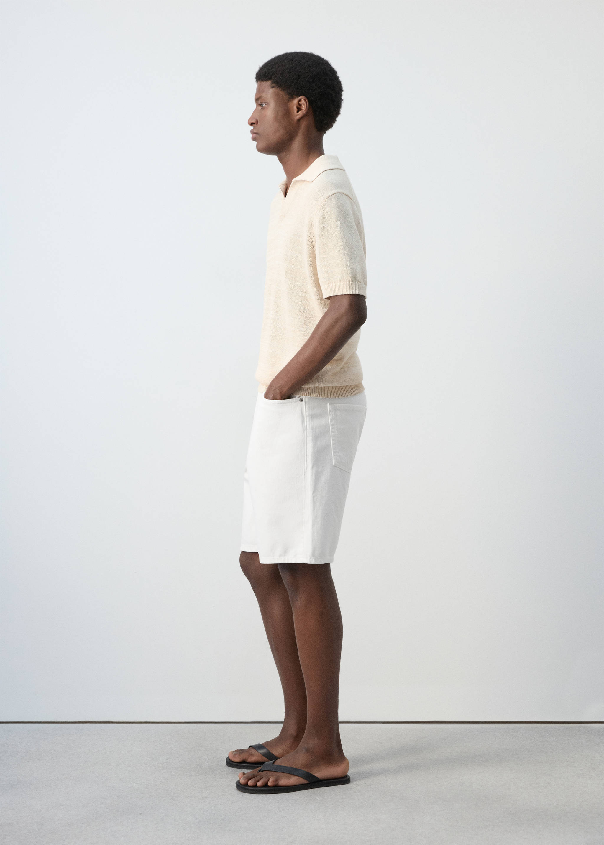 Straight-fit denim bermuda shorts - Details of the article 2