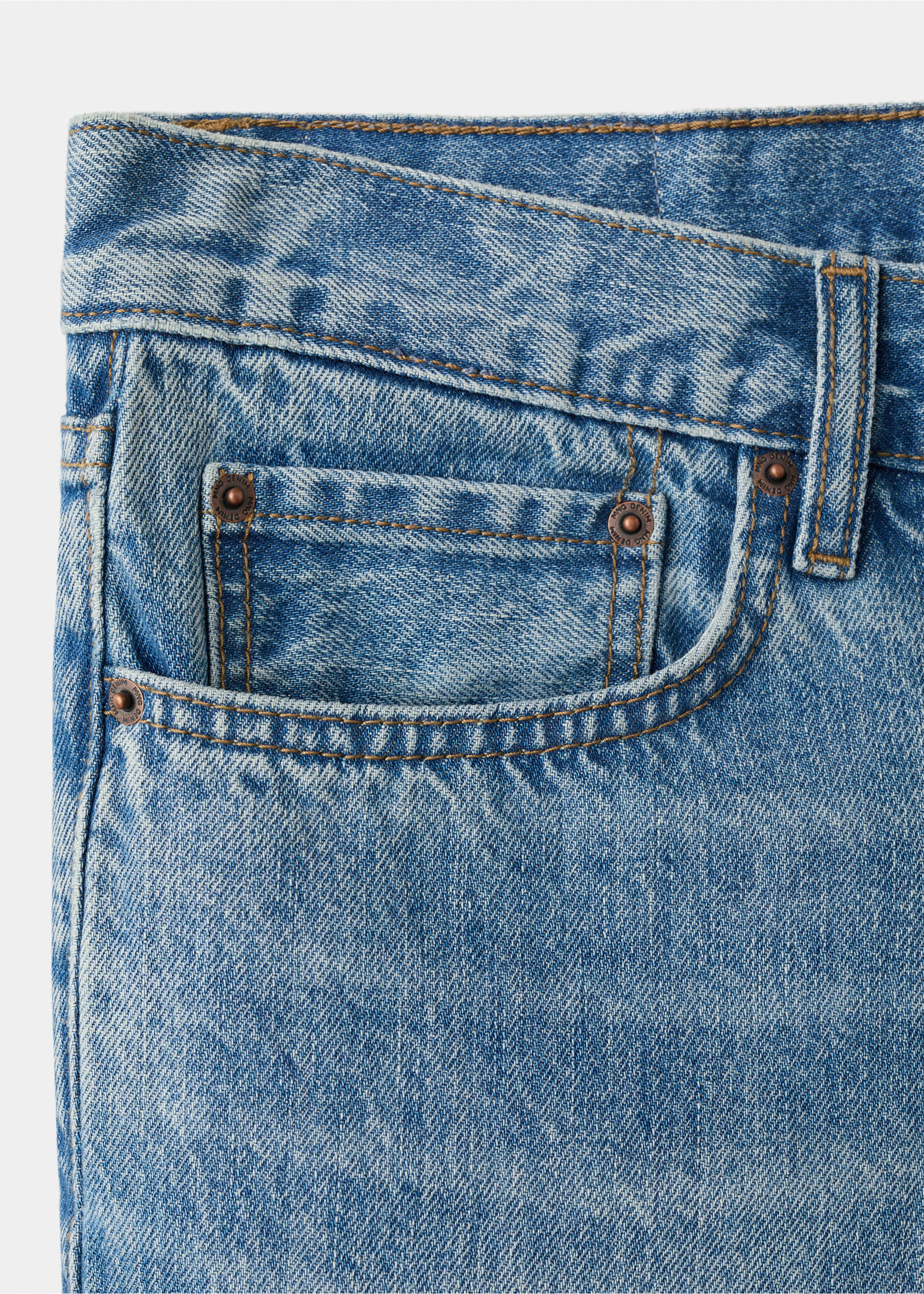 Straight-fit denim bermuda shorts - Details of the article 8, Medium Blue. Ref: 27027900-00.