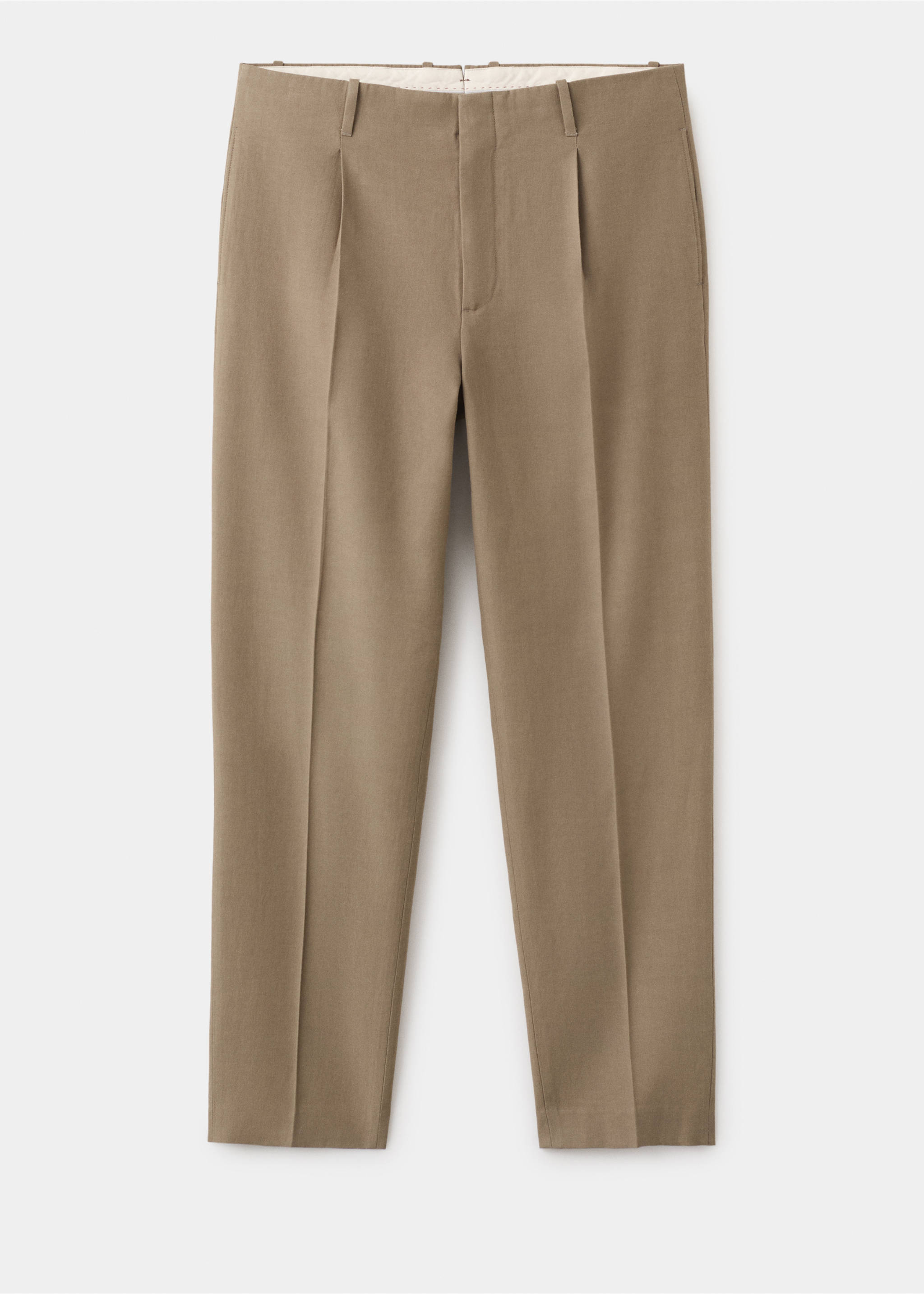 Regular-fit pleated trousers - Article without model, Khaki. Ref: 27027903-00.