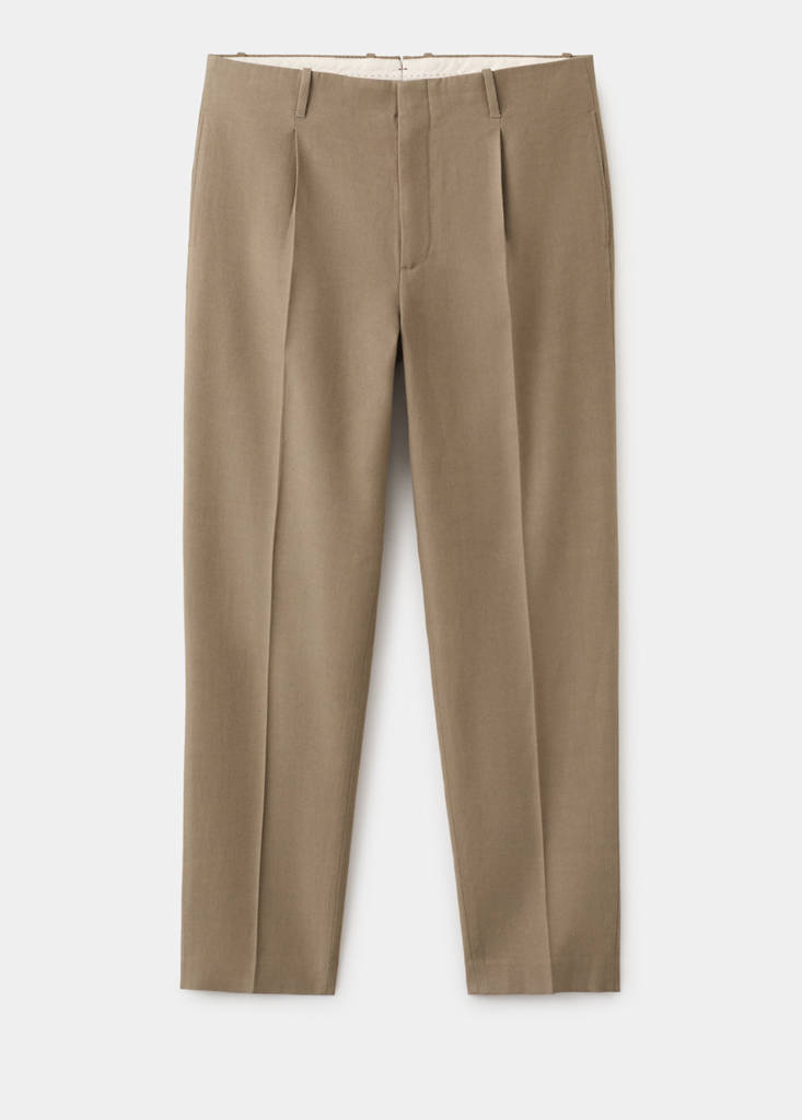 Regular-fit pleated trousers — Khaki