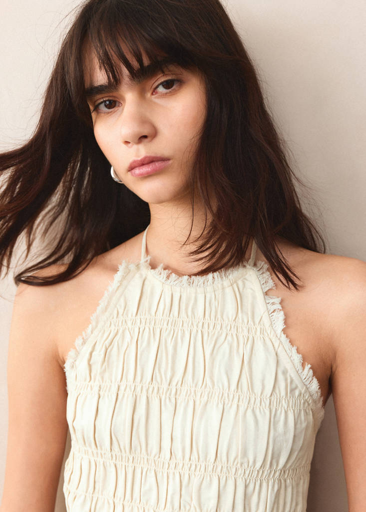 Ruched halter top — Sand
