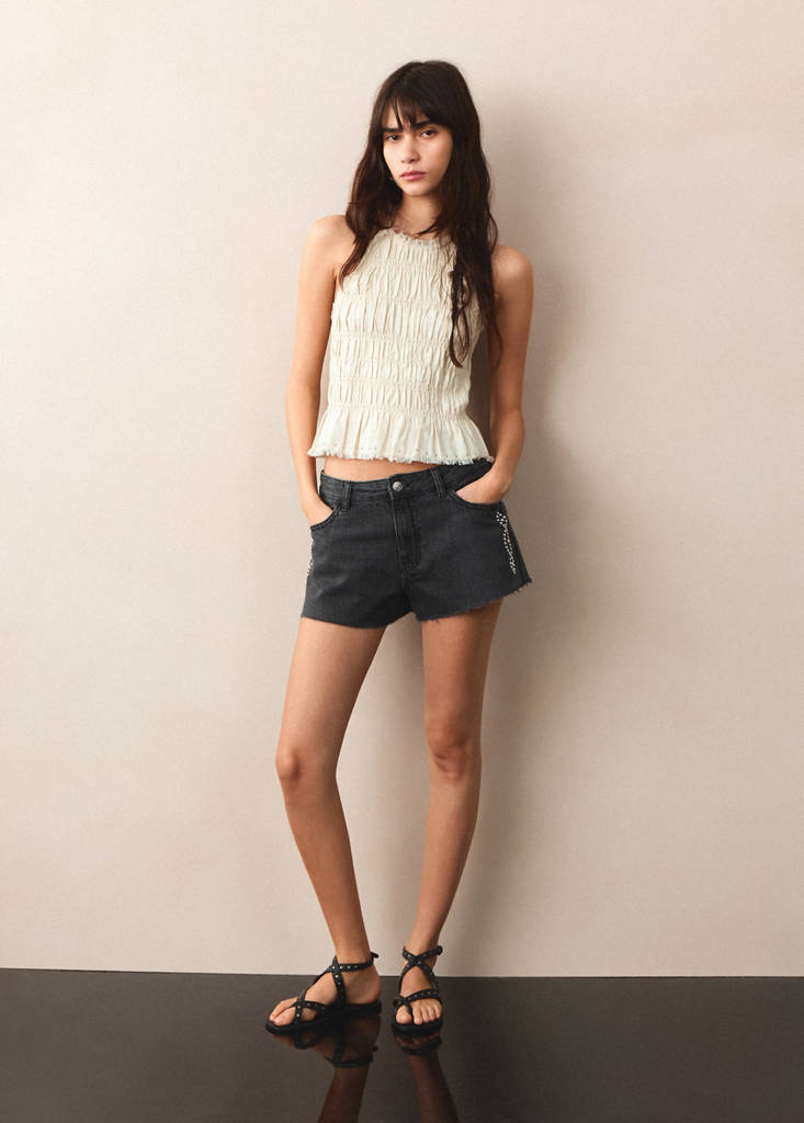 Ruched halter top — Sand