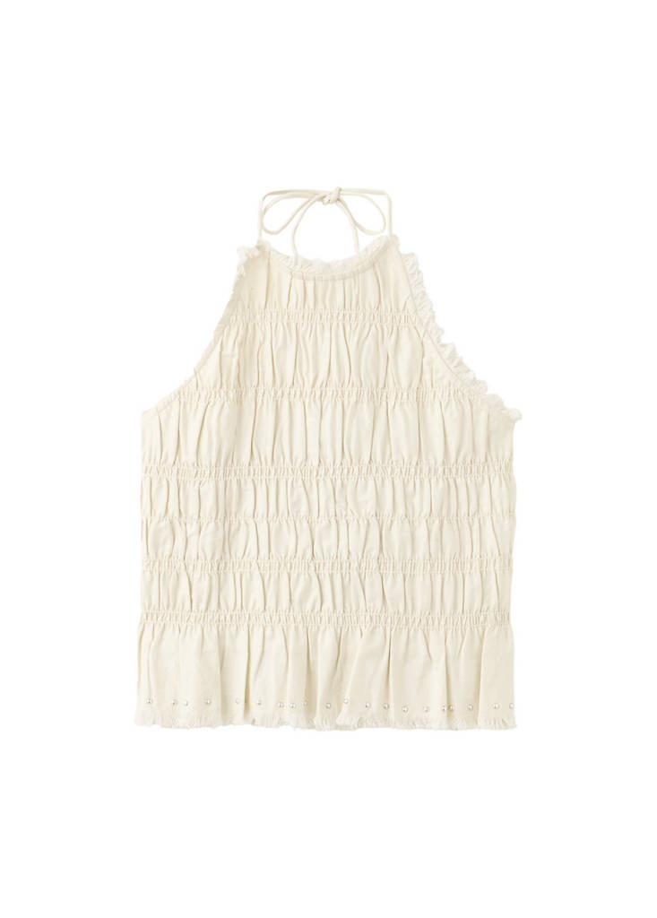 Ruched halter top — Sand