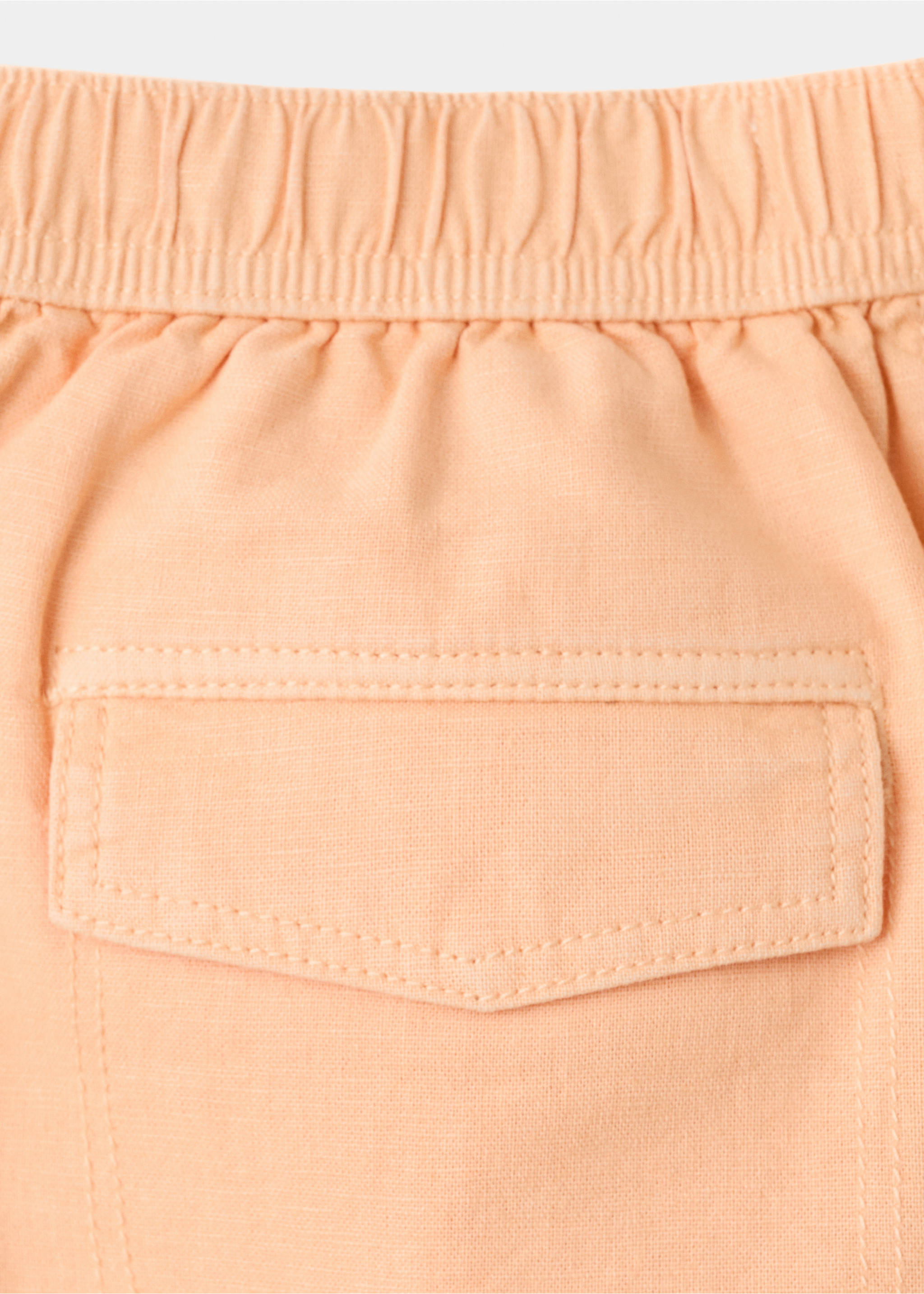 Cotton-linen blend bermuda shorts - Details of the article 0, Peach. Ref: 27027908-00.