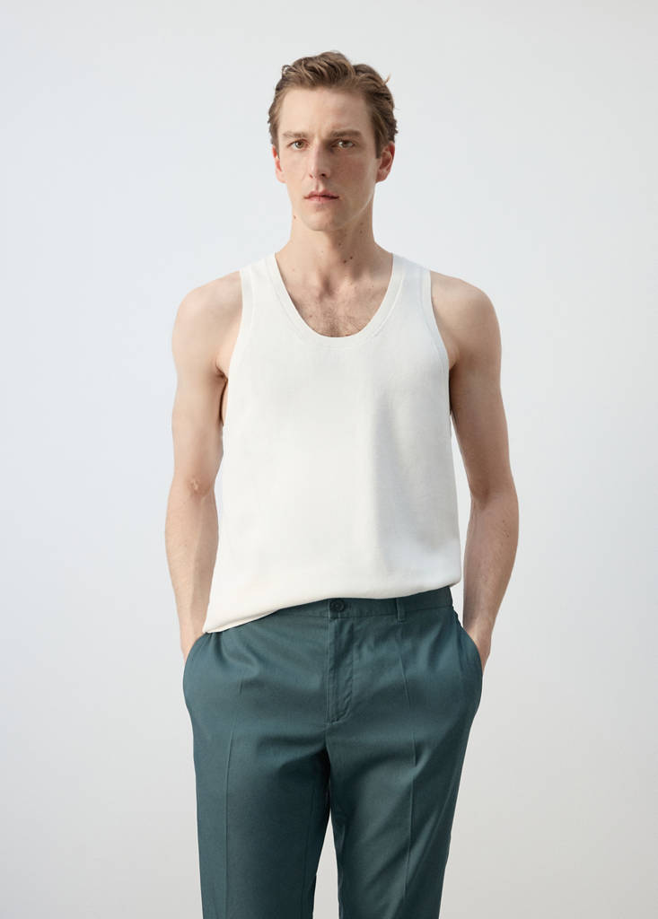 Slim fit ribbed tank top — Off White
